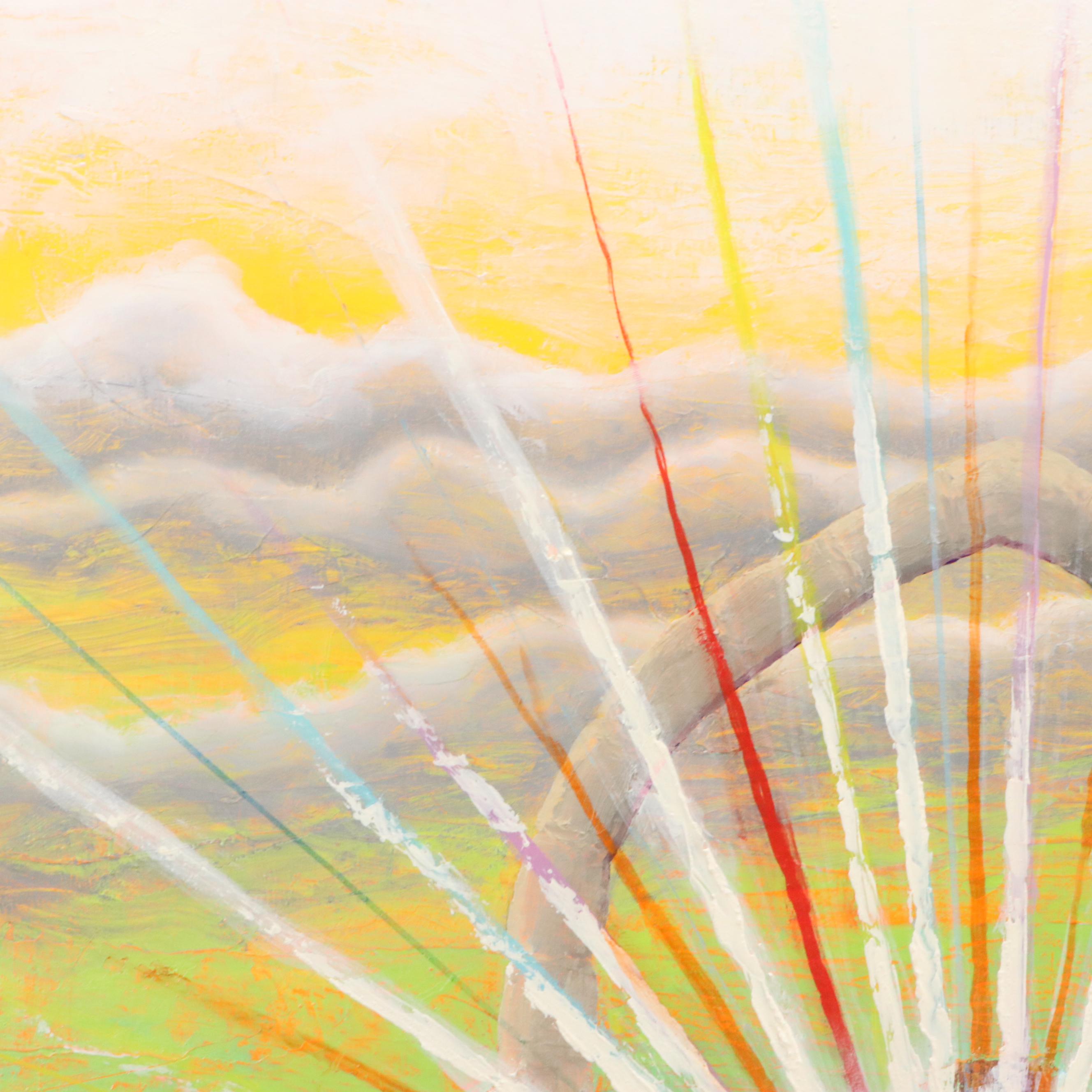 Howard Storm Acrylic Painting of Illuminated Cross, Late 20th Century