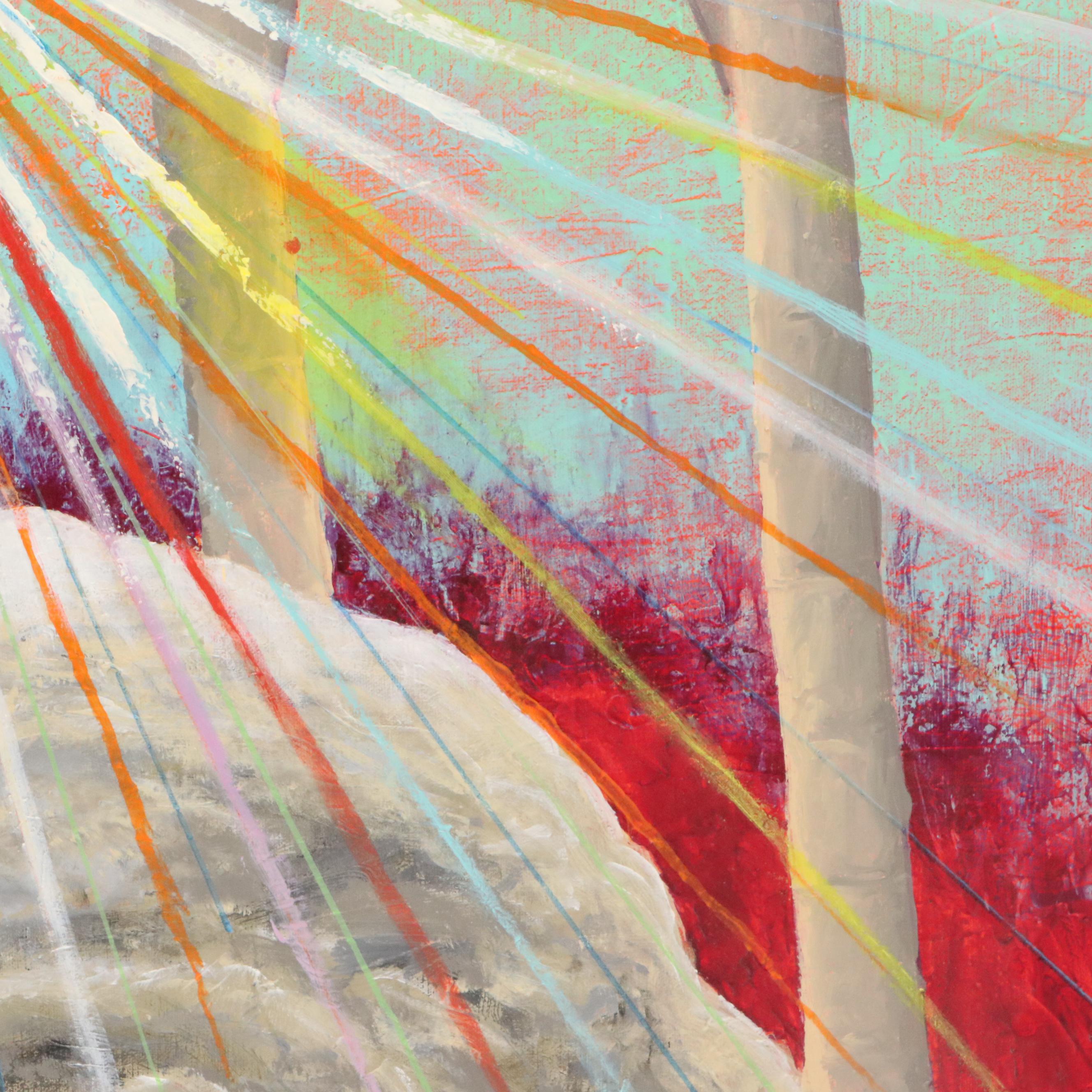 Howard Storm Acrylic Painting of Illuminated Cross, Late 20th Century