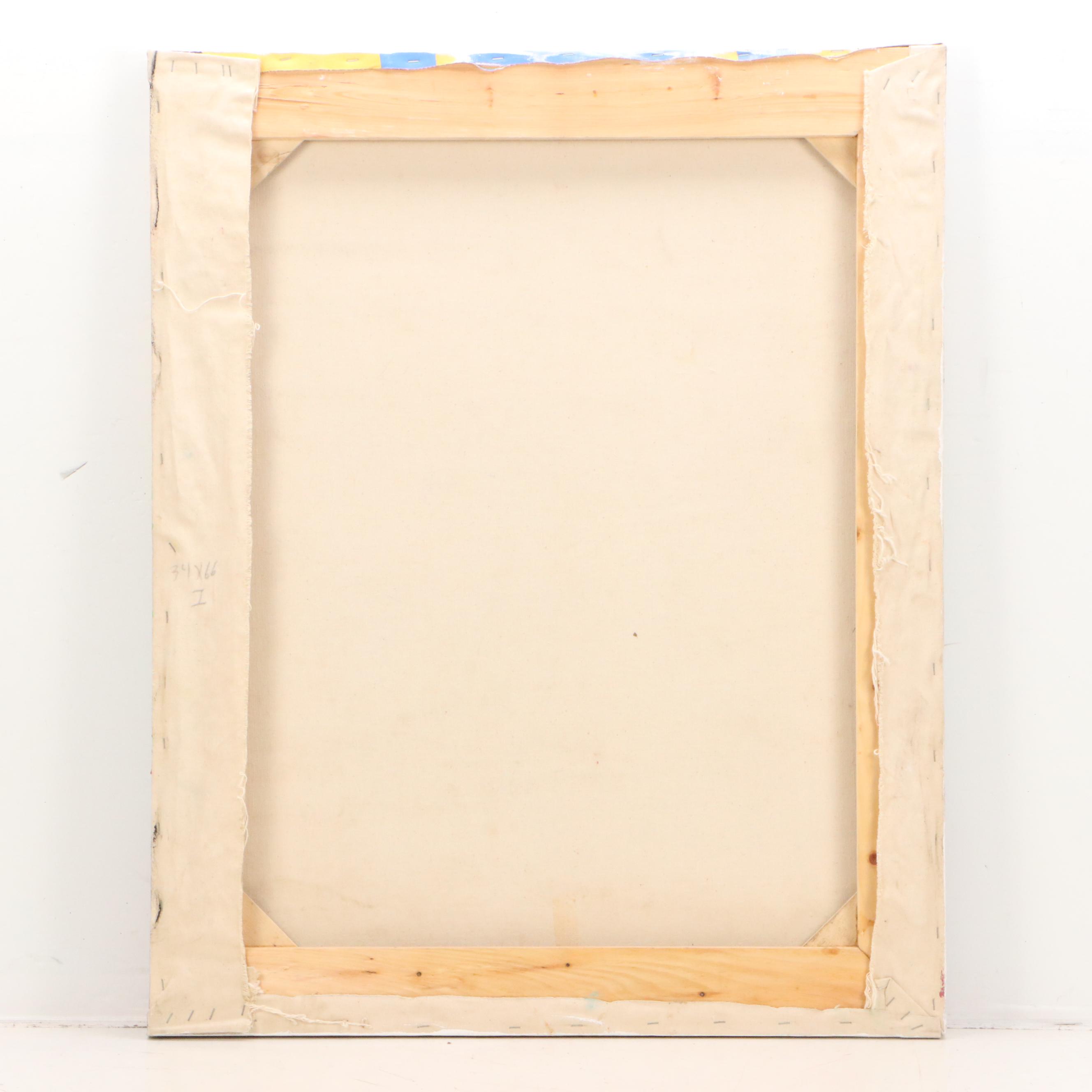 Howard Storm Acrylic Painting of Illuminated Cross, Late 20th Century