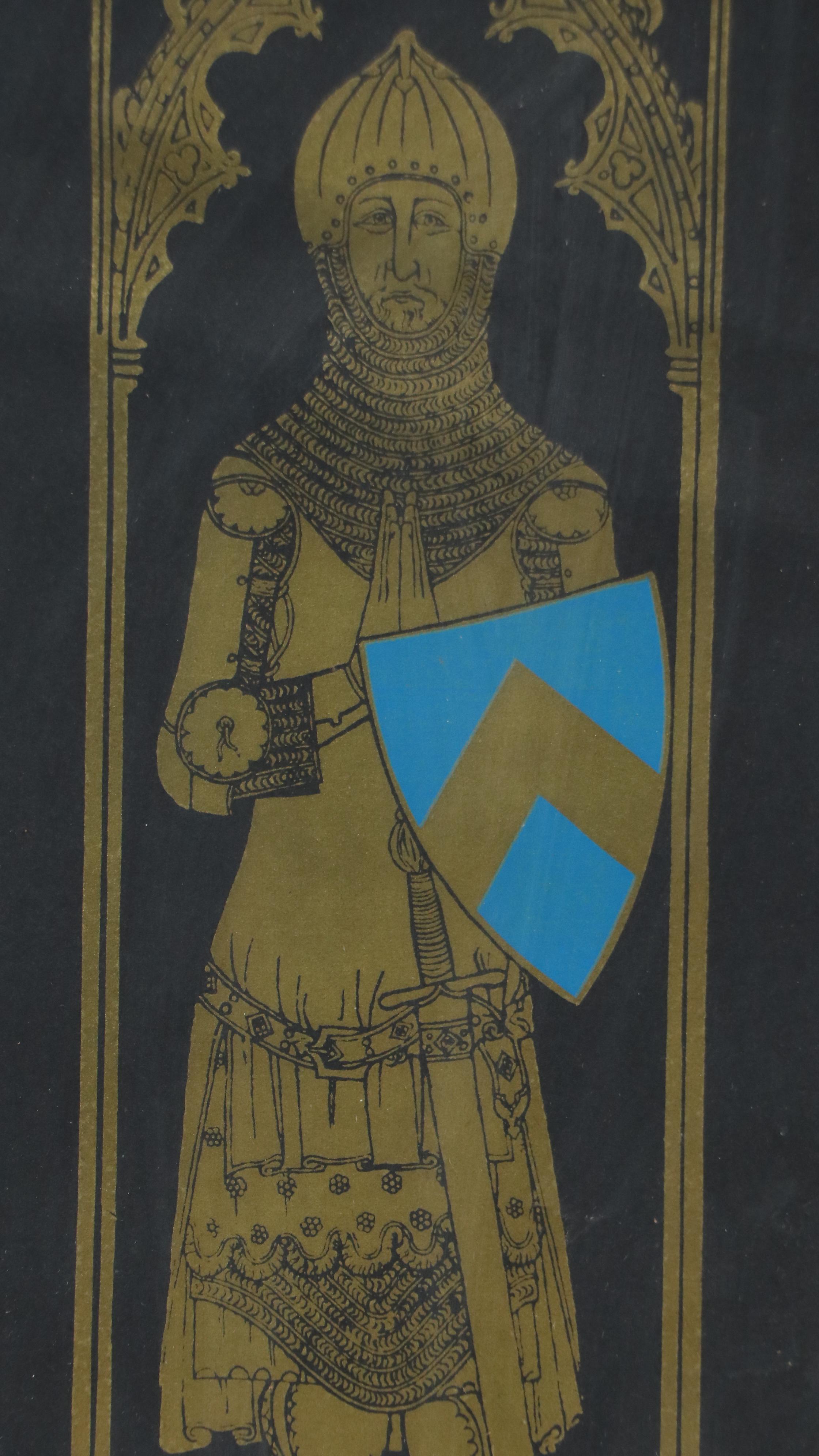 Brass Rubbing Print of English Memoiral Brass, Early 20th Century