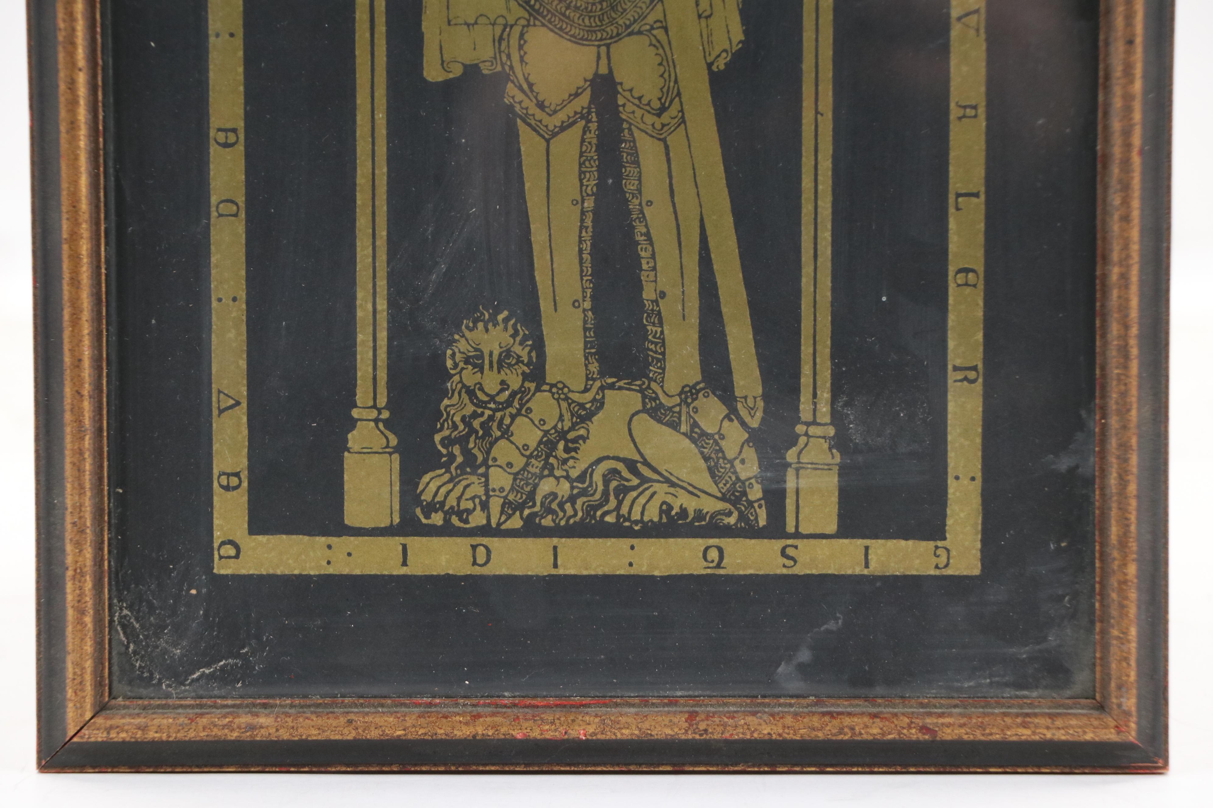 Brass Rubbing Print of English Memoiral Brass, Early 20th Century