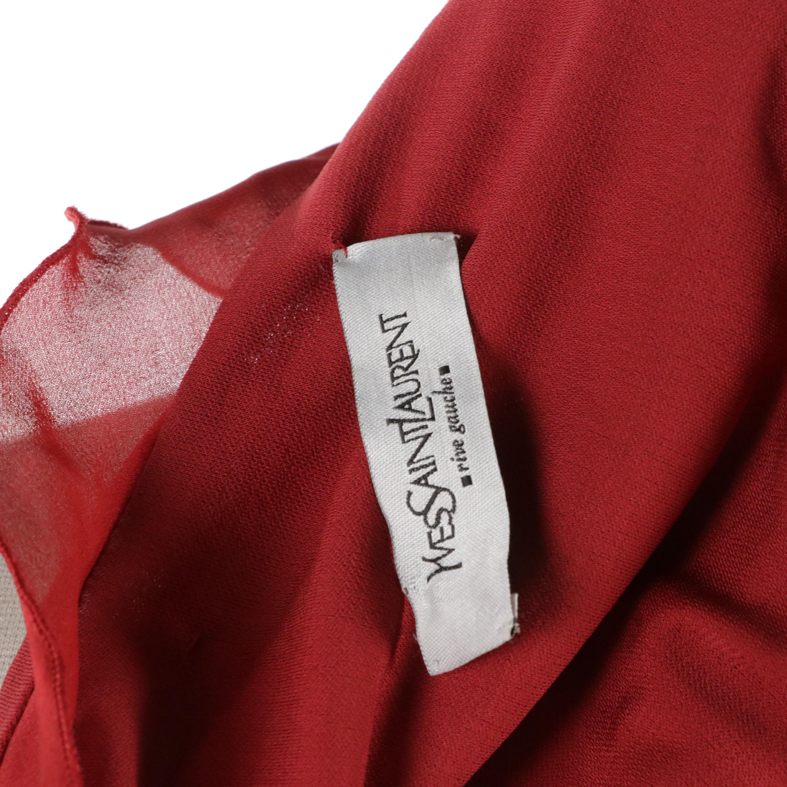 Yves Saint Laurent Red Ruffled Top with Tie Straps on Side