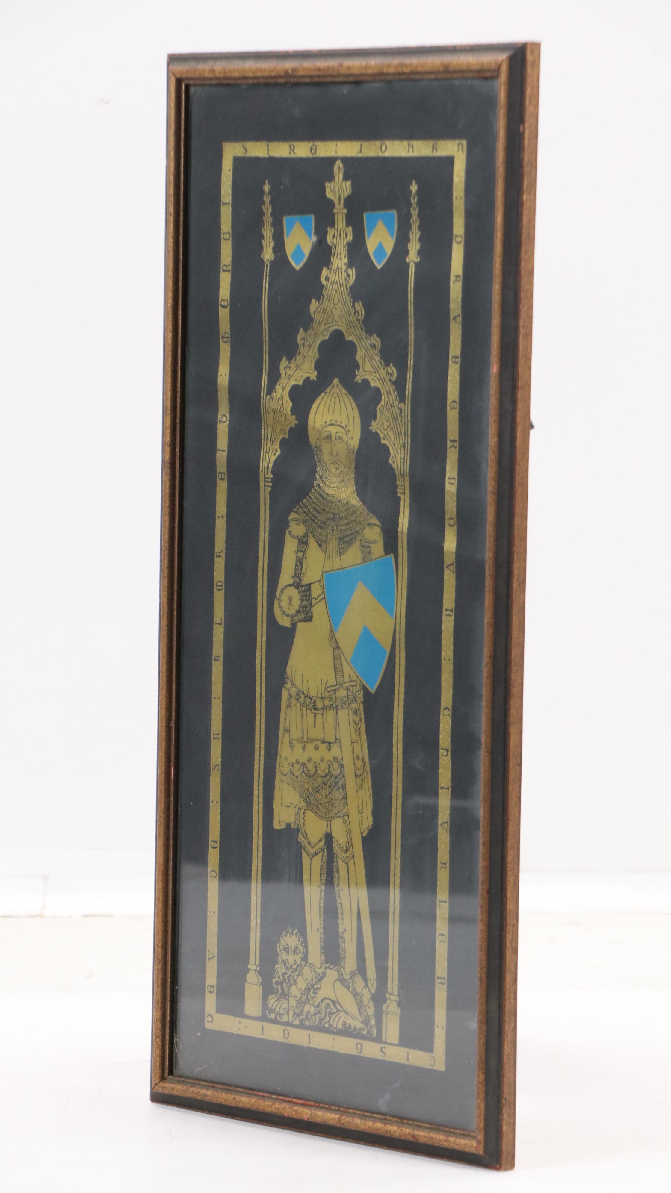 Brass Rubbing Print of English Memoiral Brass, Early 20th Century