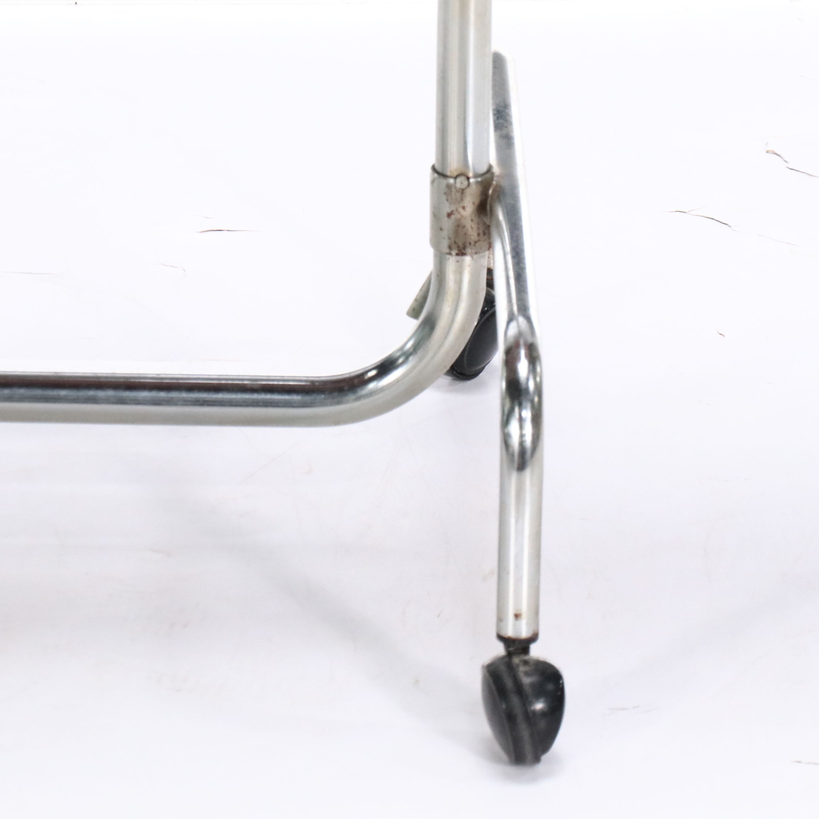 Danecastle ApS Scandinavian Teak and Chrome Bedside Tray Table on Casters