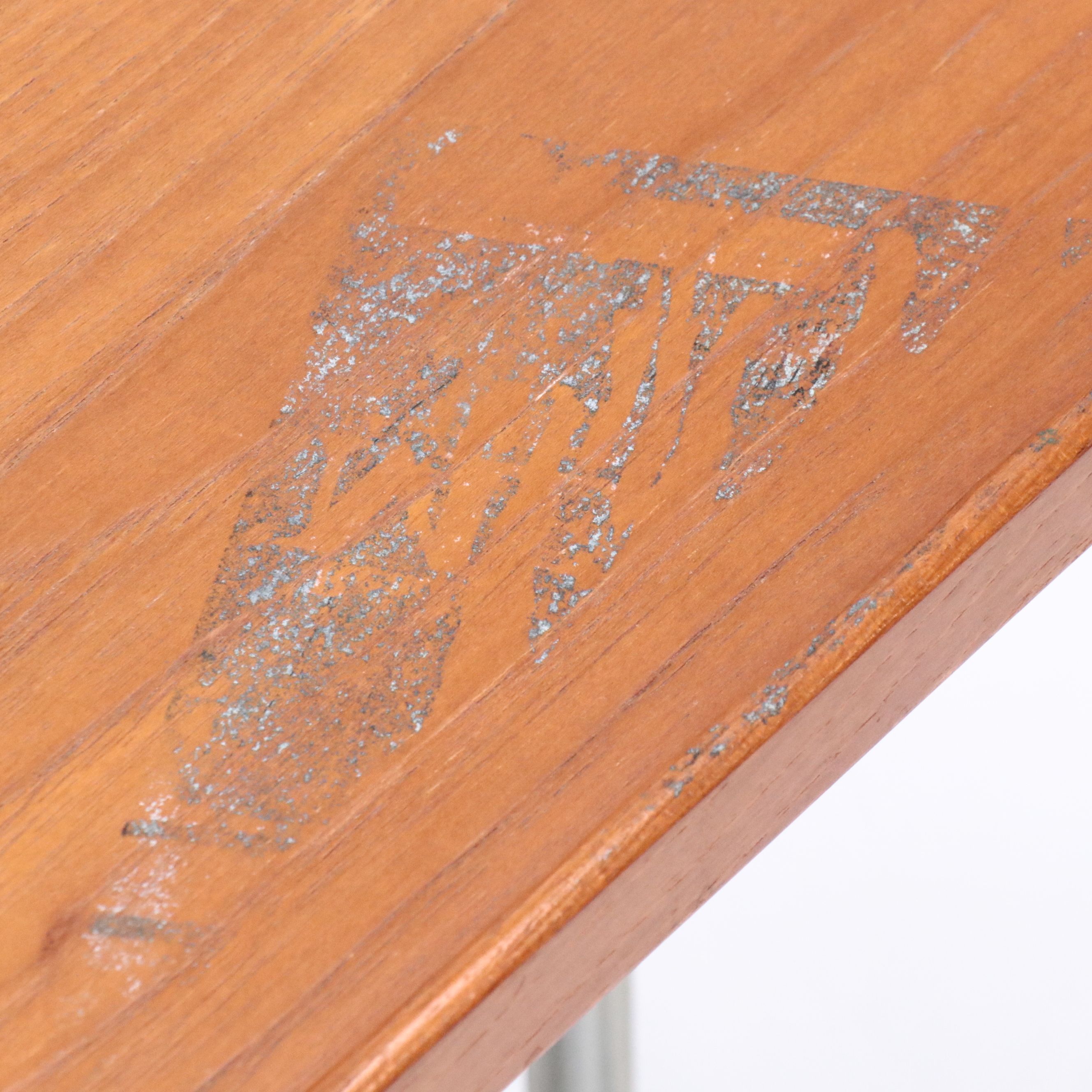 Danecastle ApS Scandinavian Teak and Chrome Bedside Tray Table on Casters