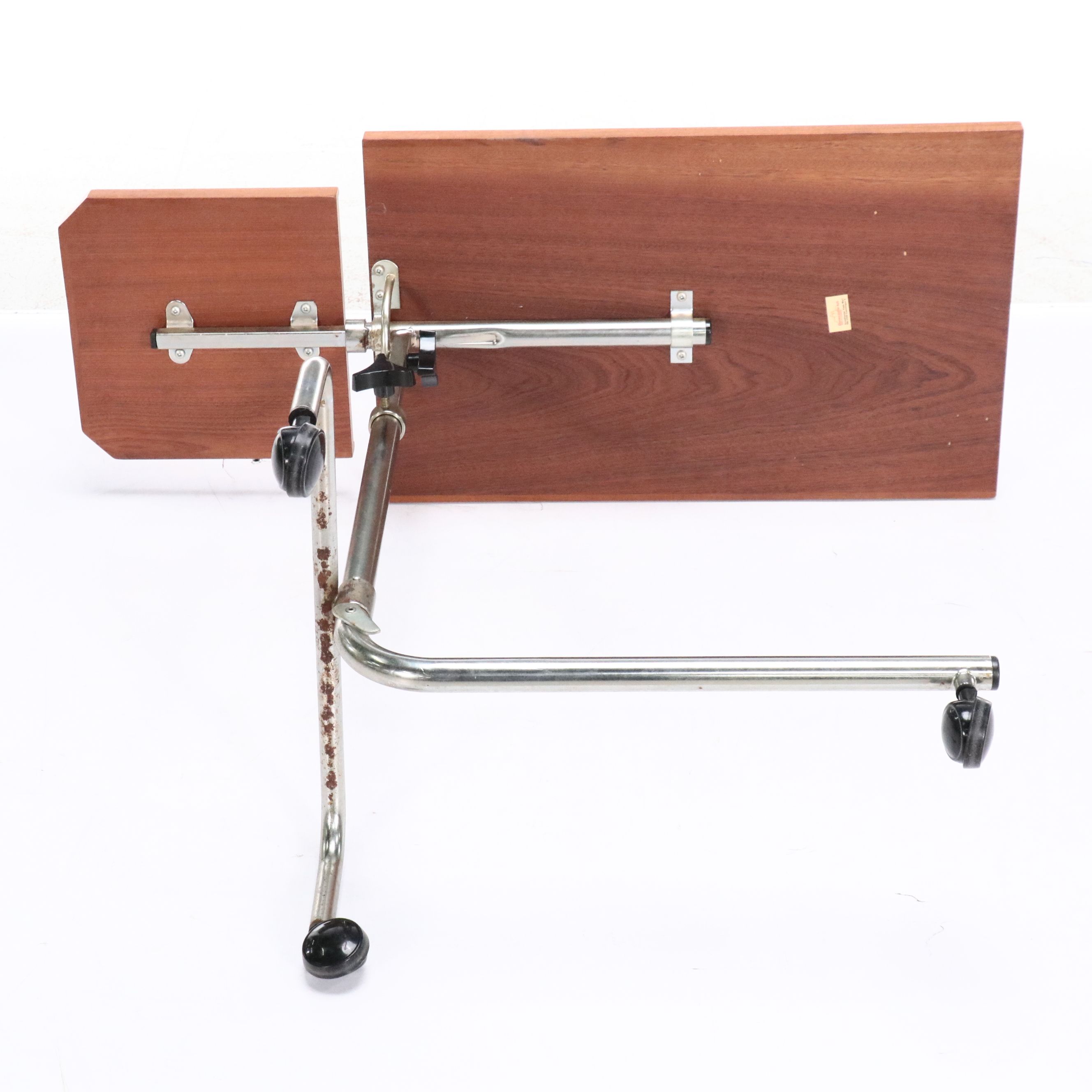 Danecastle ApS Scandinavian Teak and Chrome Bedside Tray Table on Casters