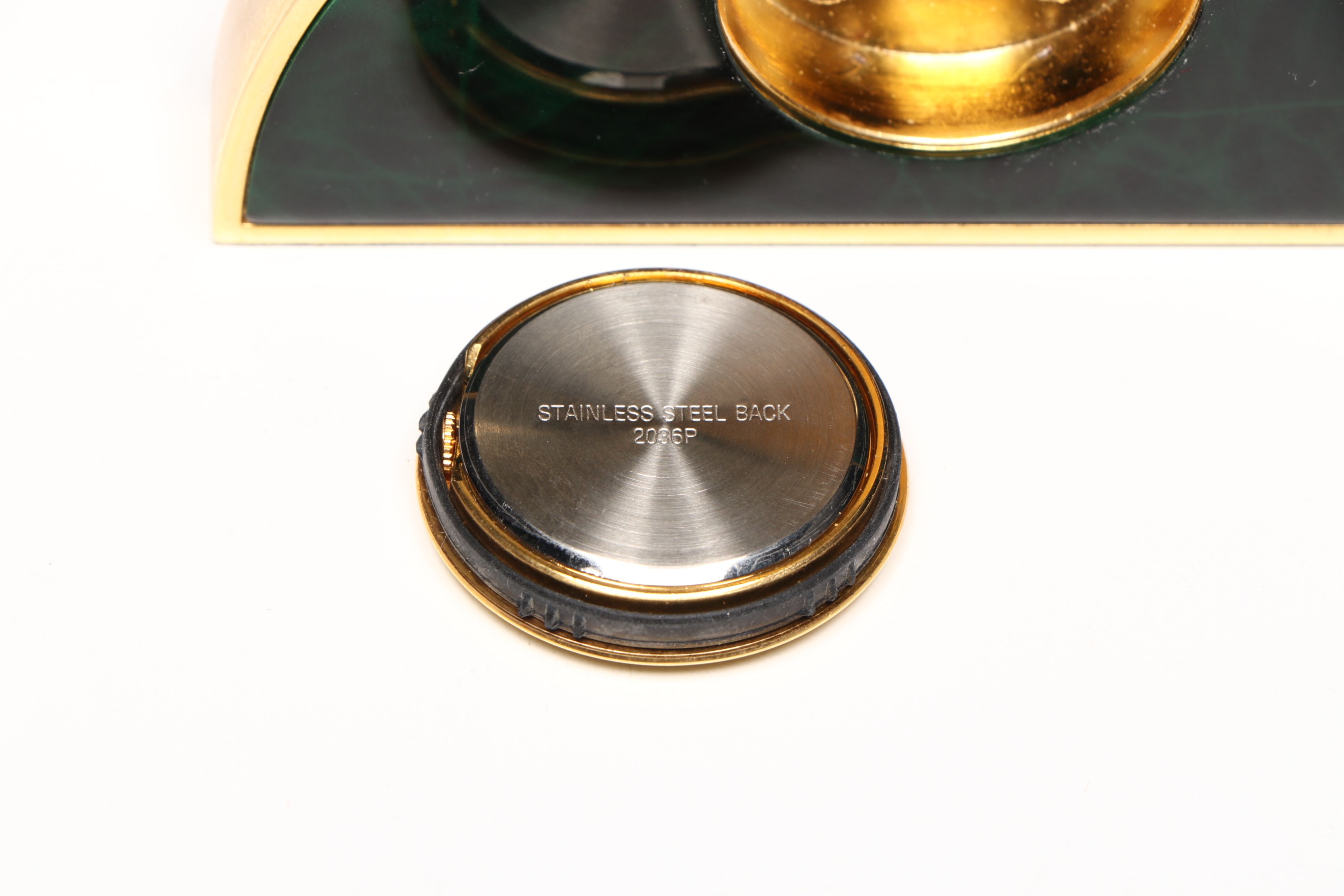 Seiko Hollywood  Regency Style Half Moon Mantel Clock with Marbled Desk Clock