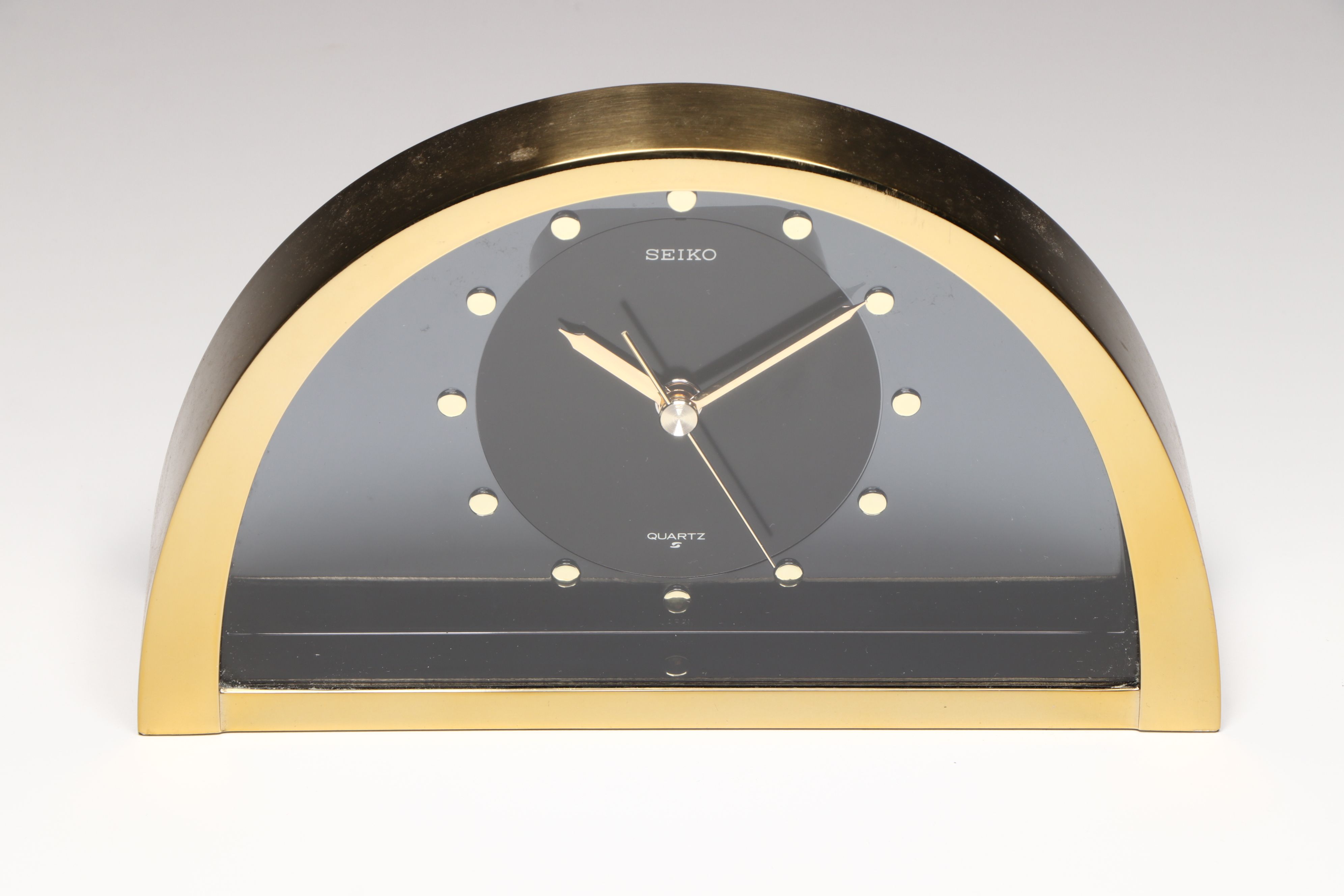 Seiko Hollywood  Regency Style Half Moon Mantel Clock with Marbled Desk Clock