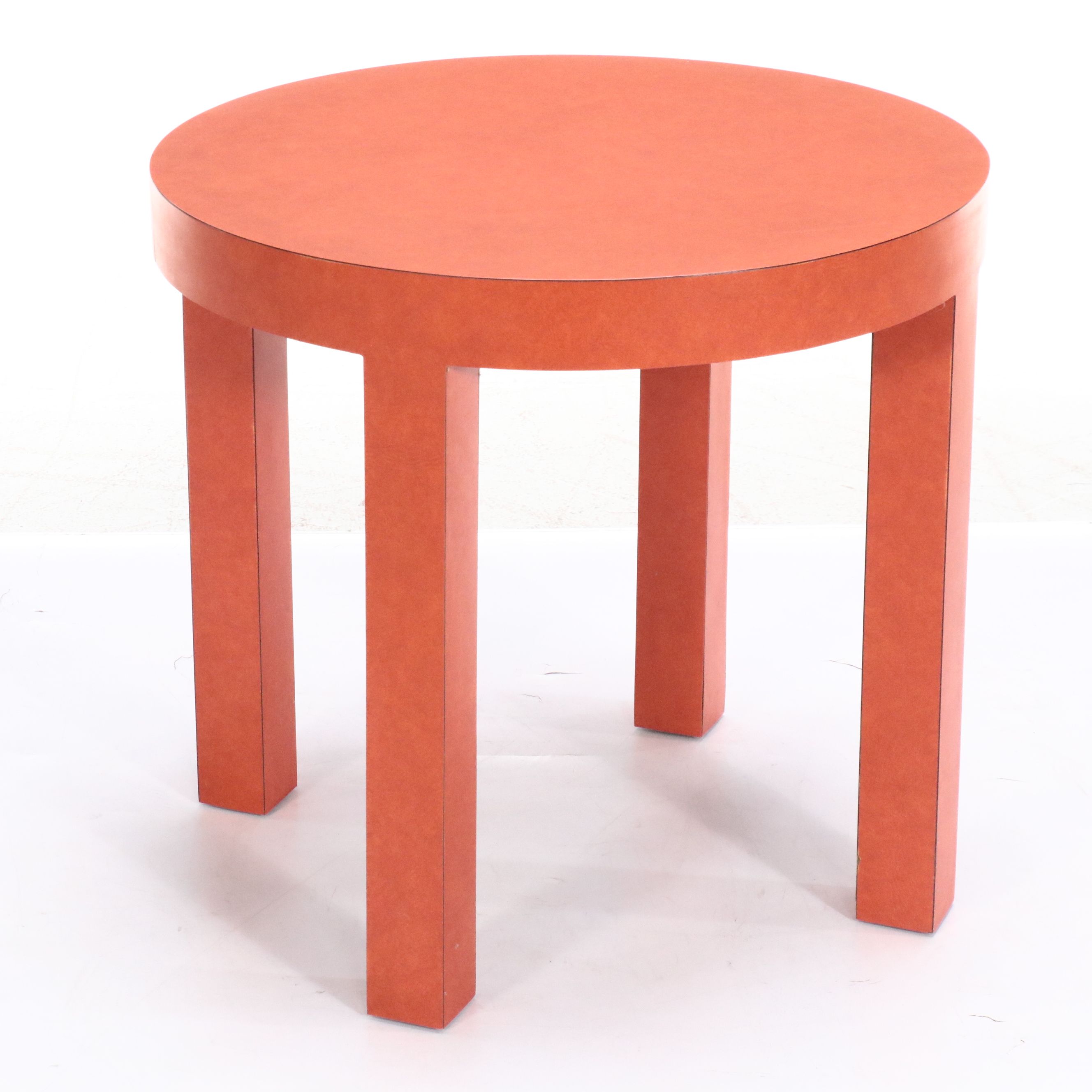 Pair of Postmodern Coral Colored Laminate Side Tables