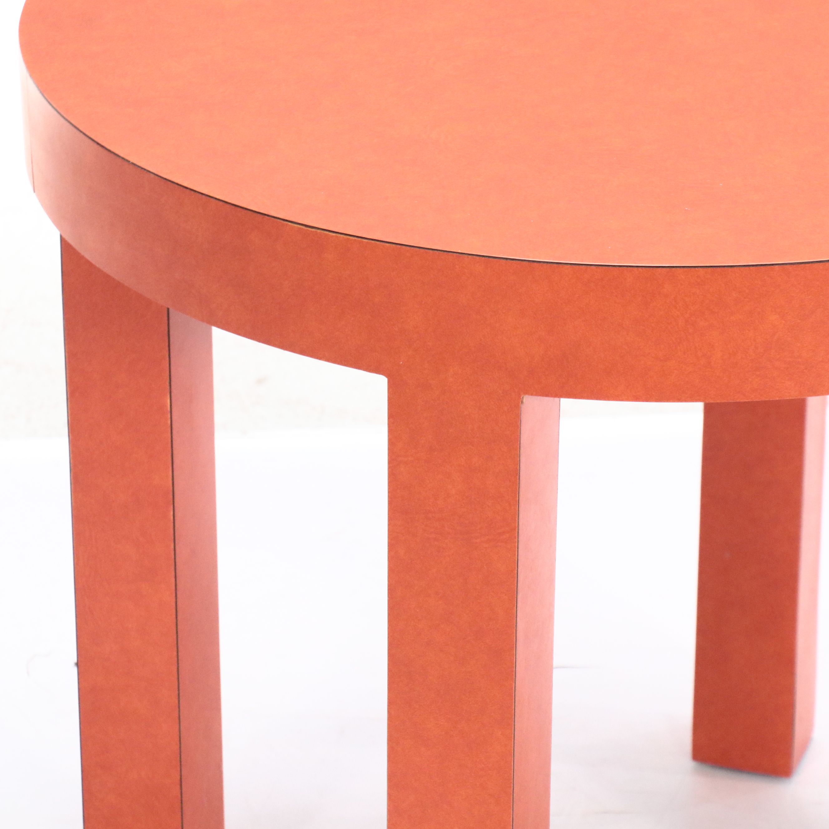 Pair of Postmodern Coral Colored Laminate Side Tables