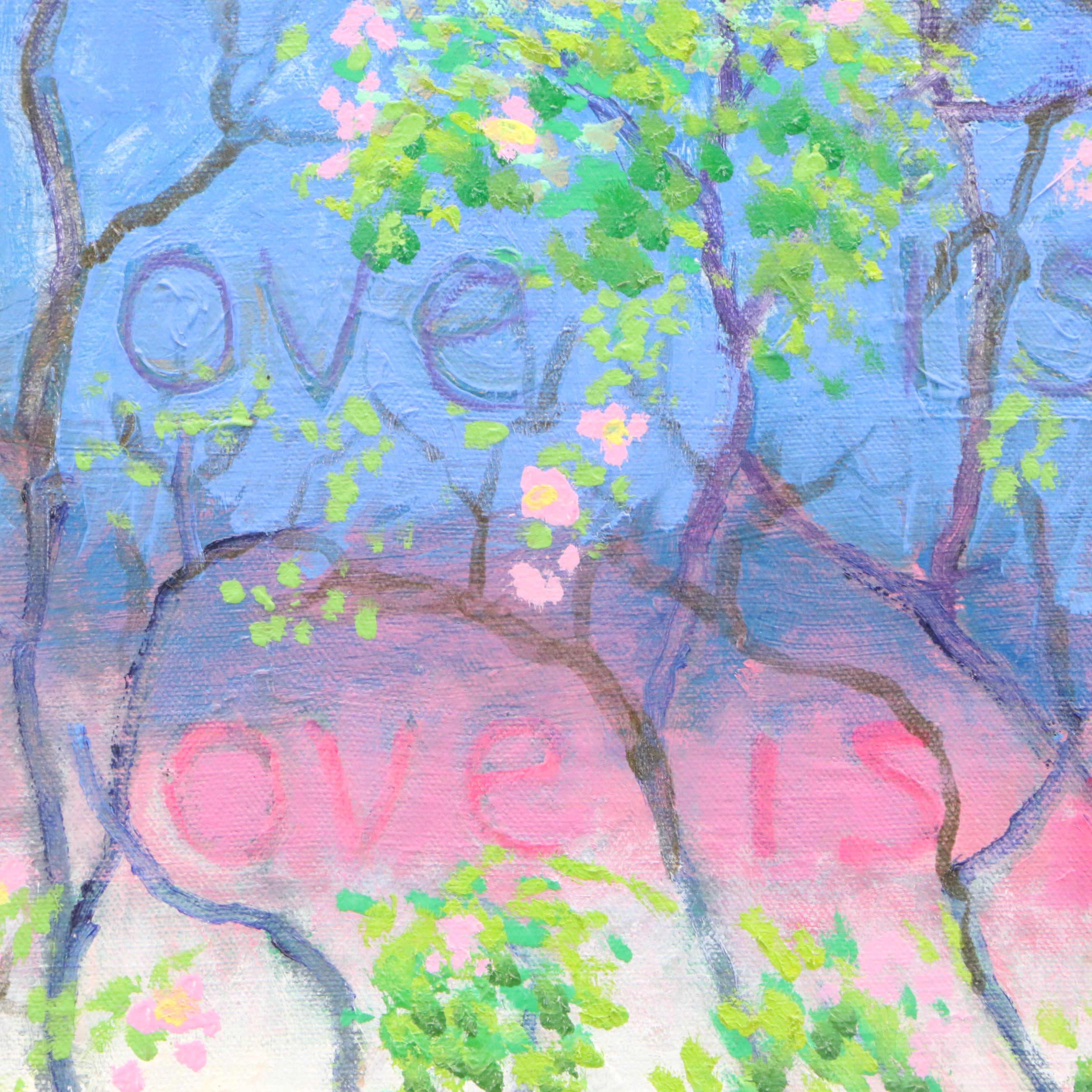 Stylized Acrylic Painting of Tree with Poem, 21st Century