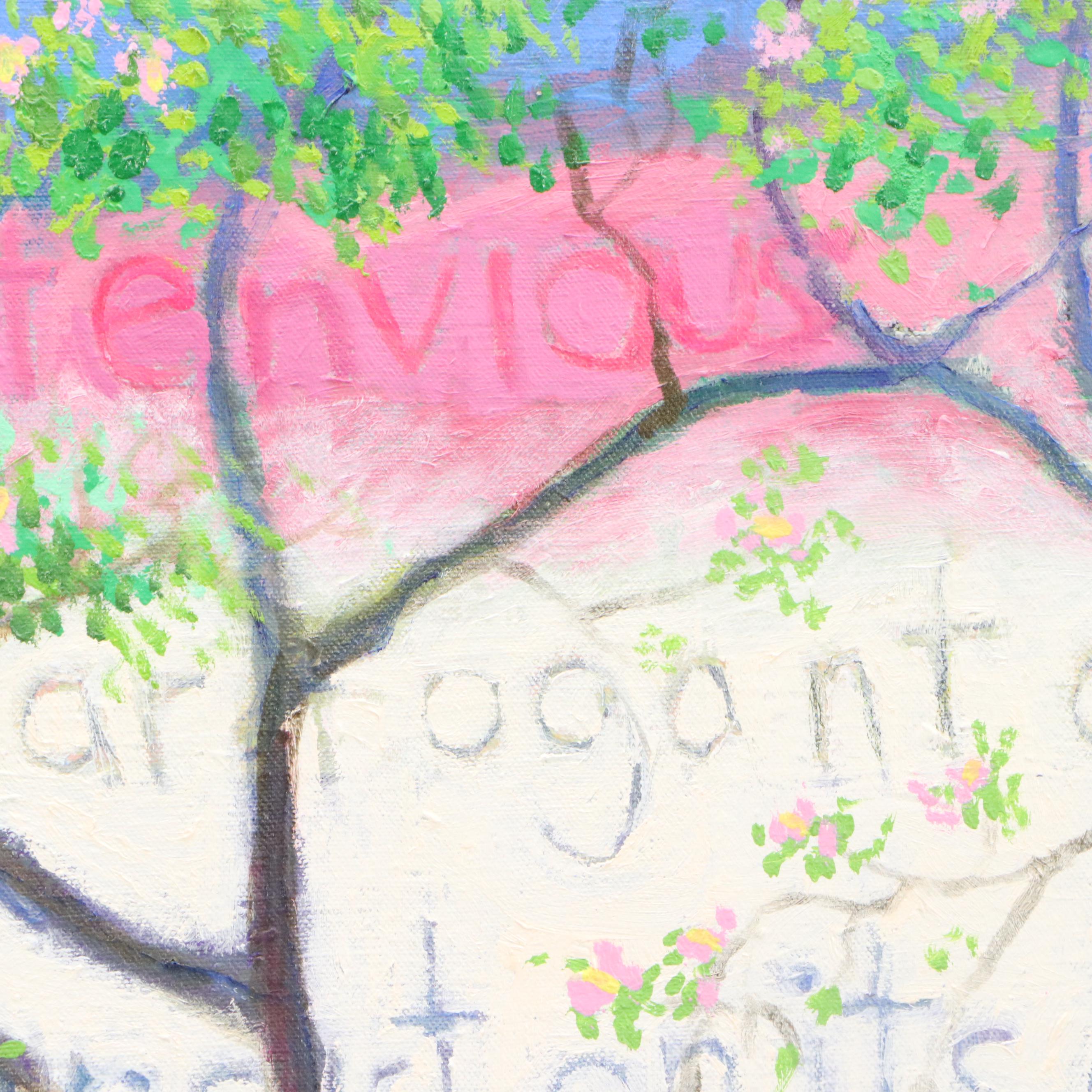 Stylized Acrylic Painting of Tree with Poem, 21st Century