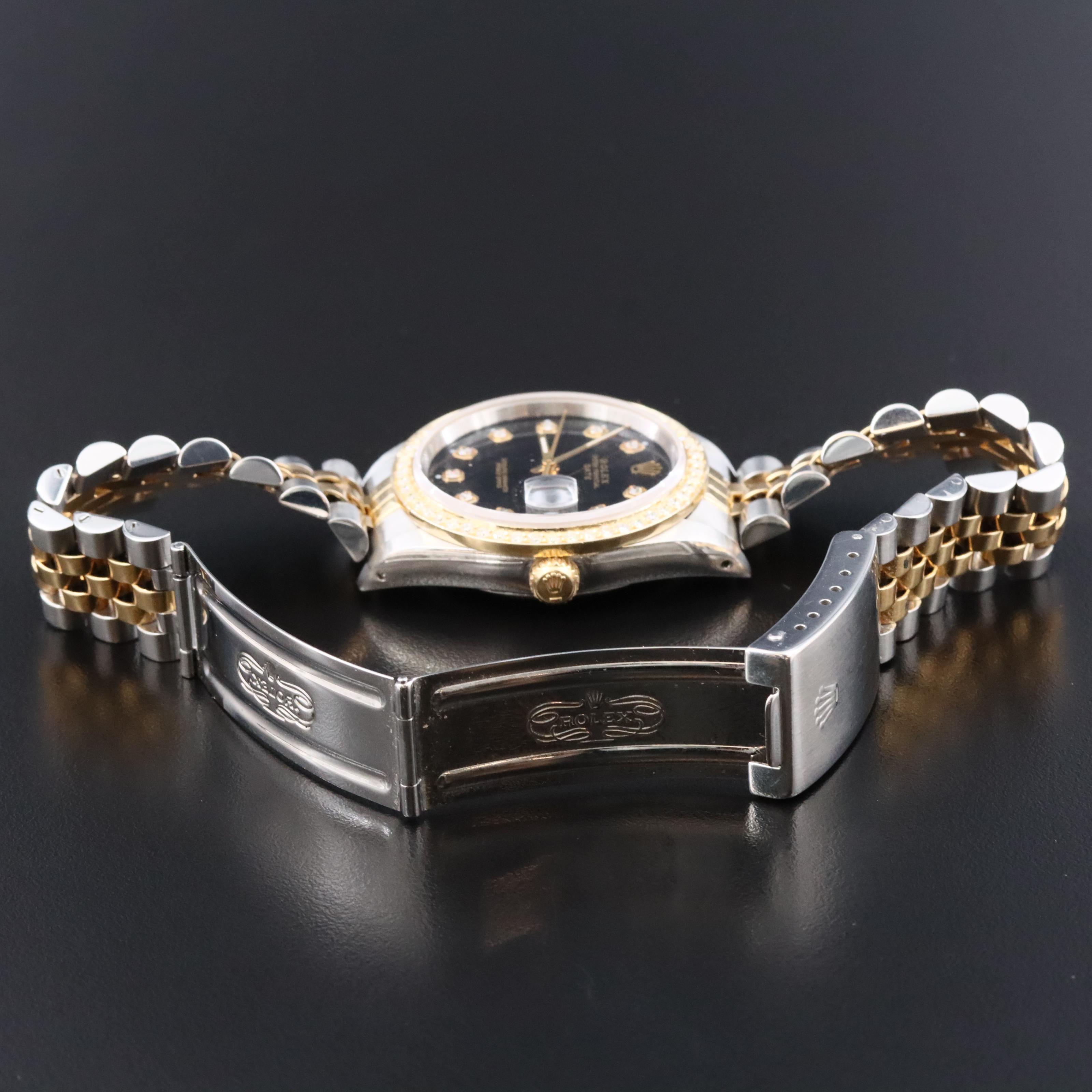 1990 Rolex Oyster Perpetual Custom Diamond Dial & Bezel Date Watch