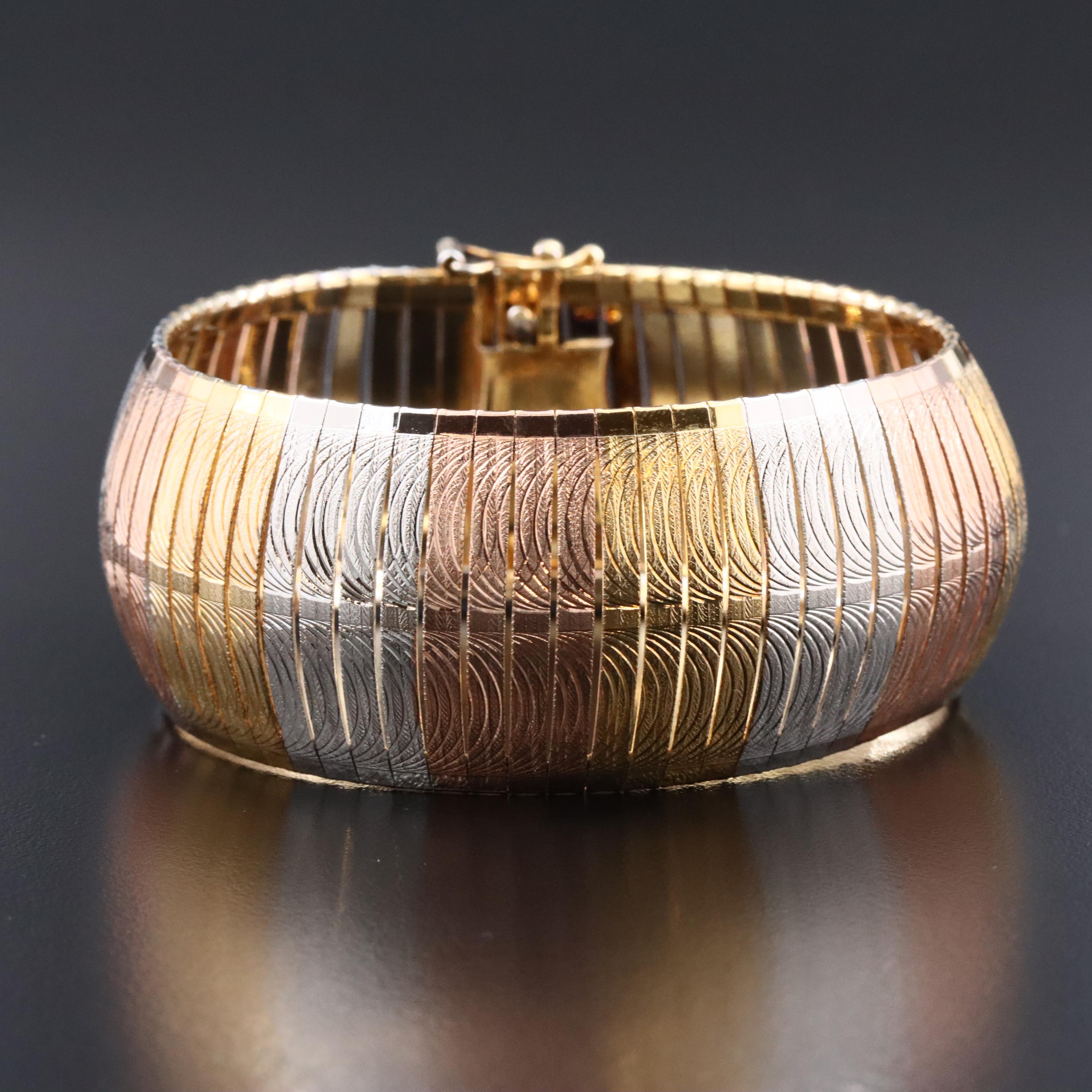 Sterling Diamond-Cut Omega Bracelet