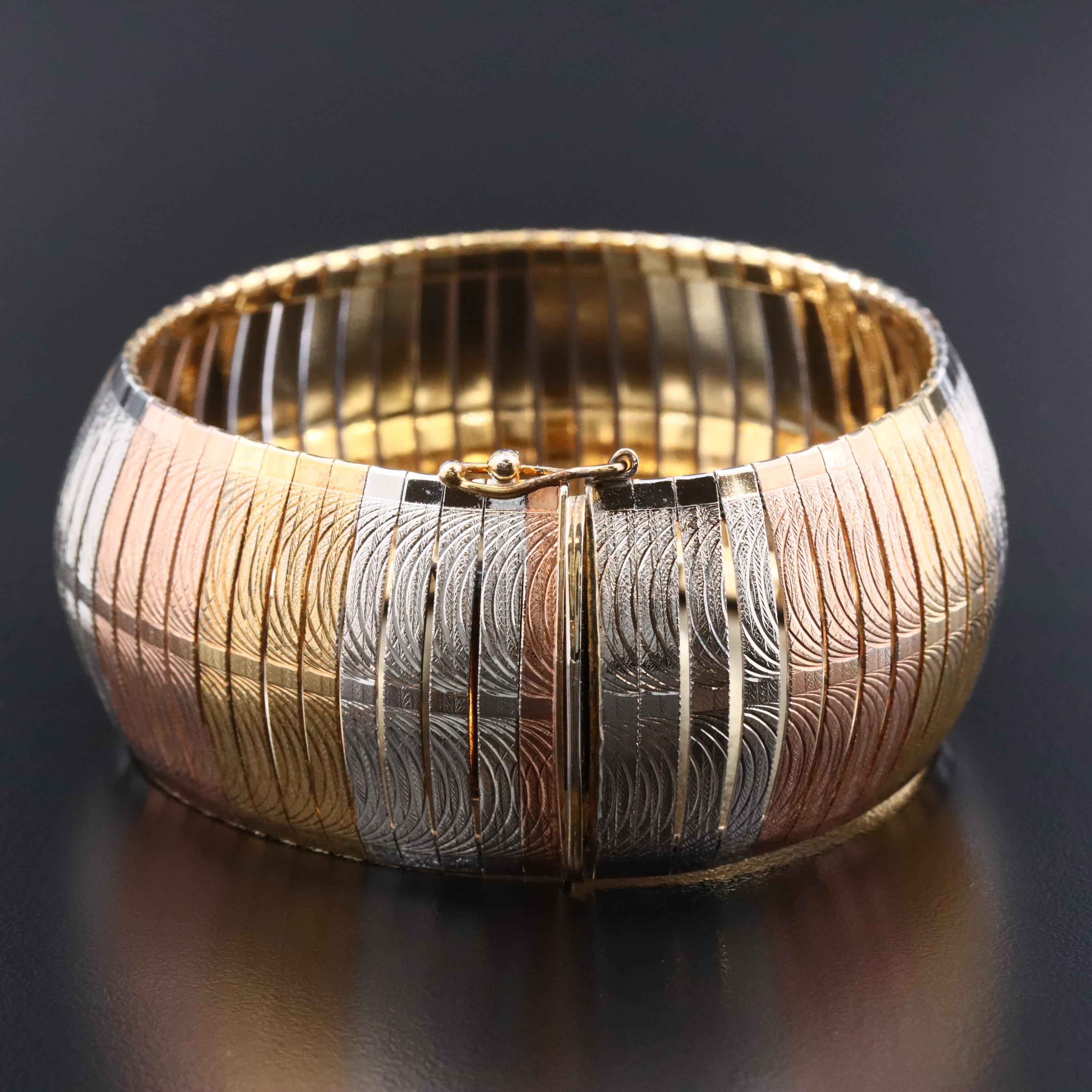 Sterling Diamond-Cut Omega Bracelet