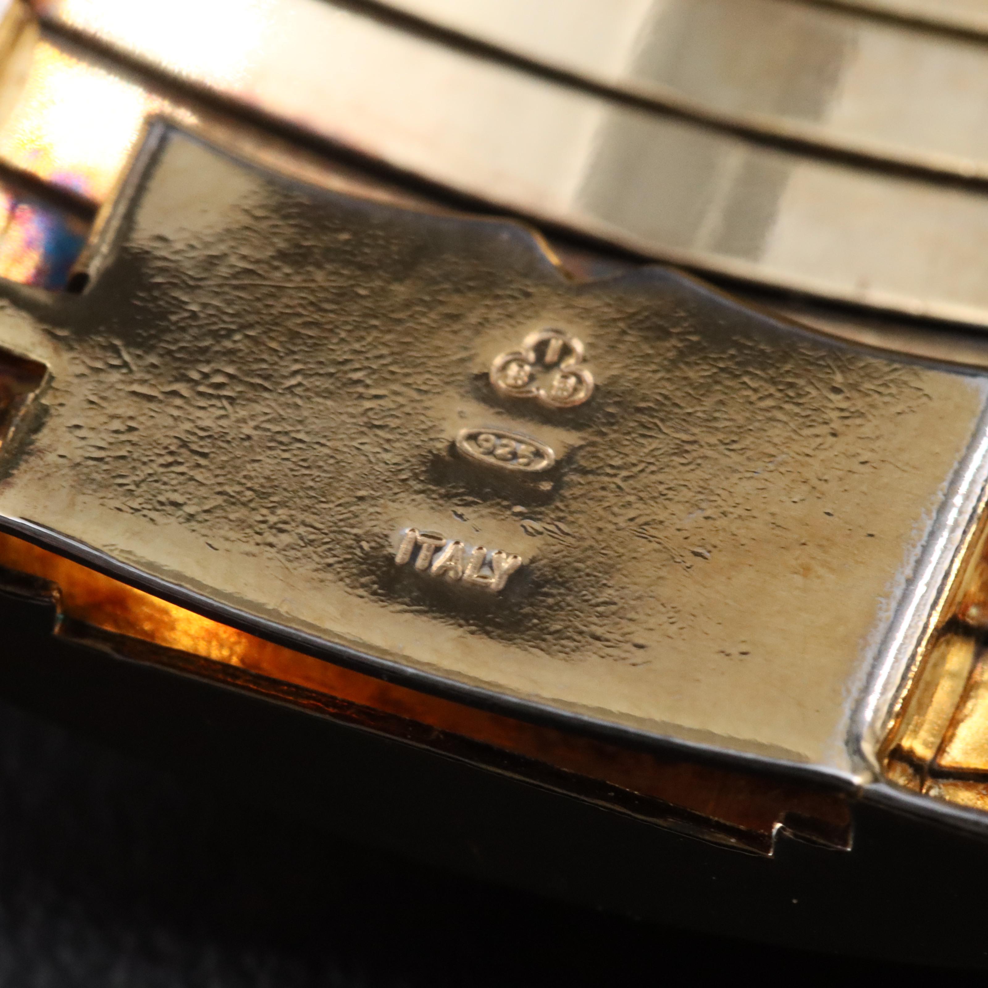 Sterling Diamond-Cut Omega Bracelet