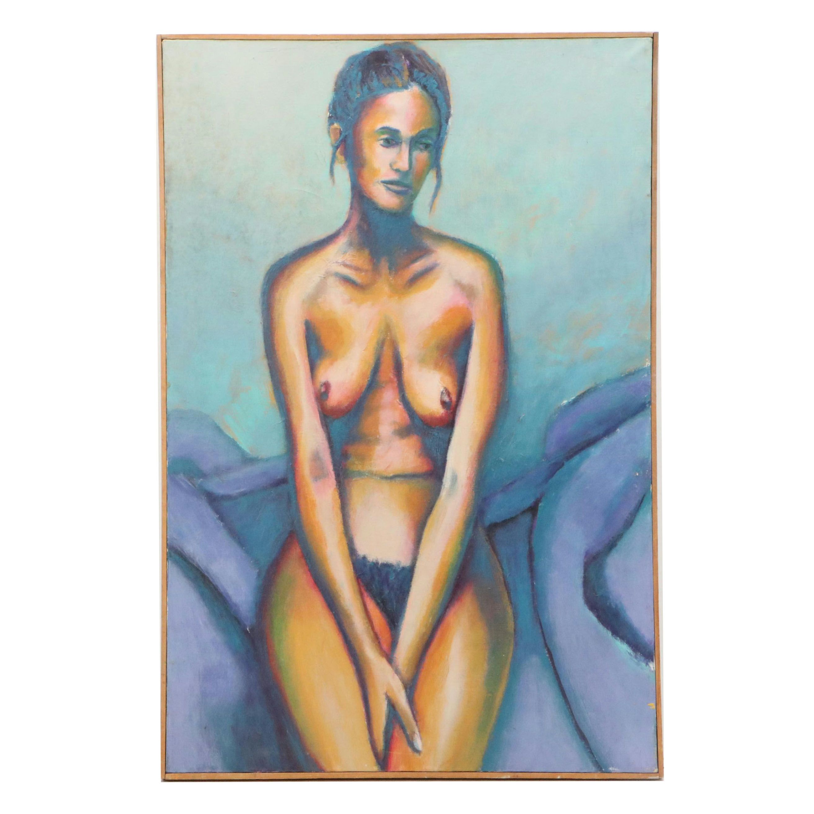 Howard Storm Acrylic Painting of Seated Female Nude, Late 20th Century