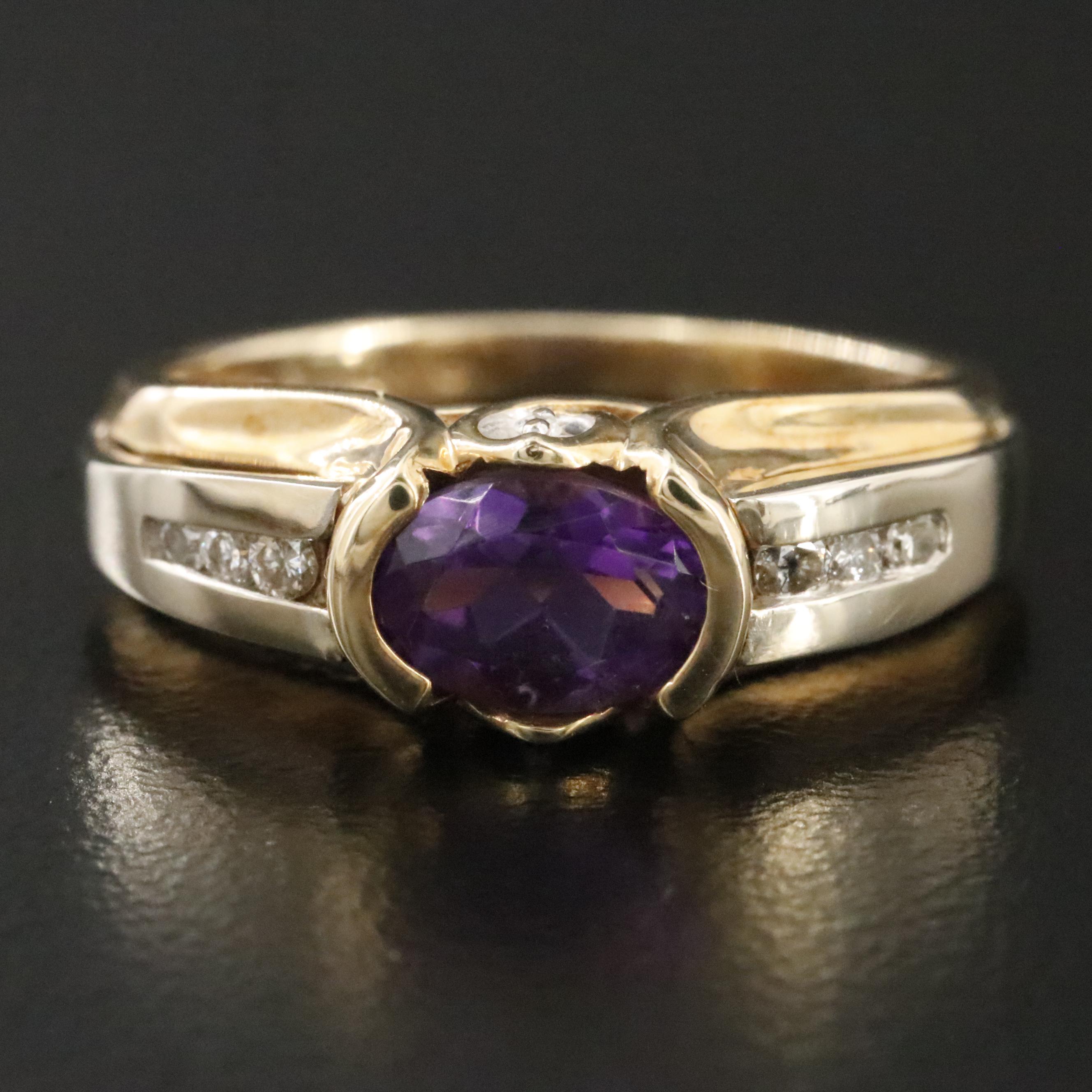 10K Amethyst and Diamond Ring