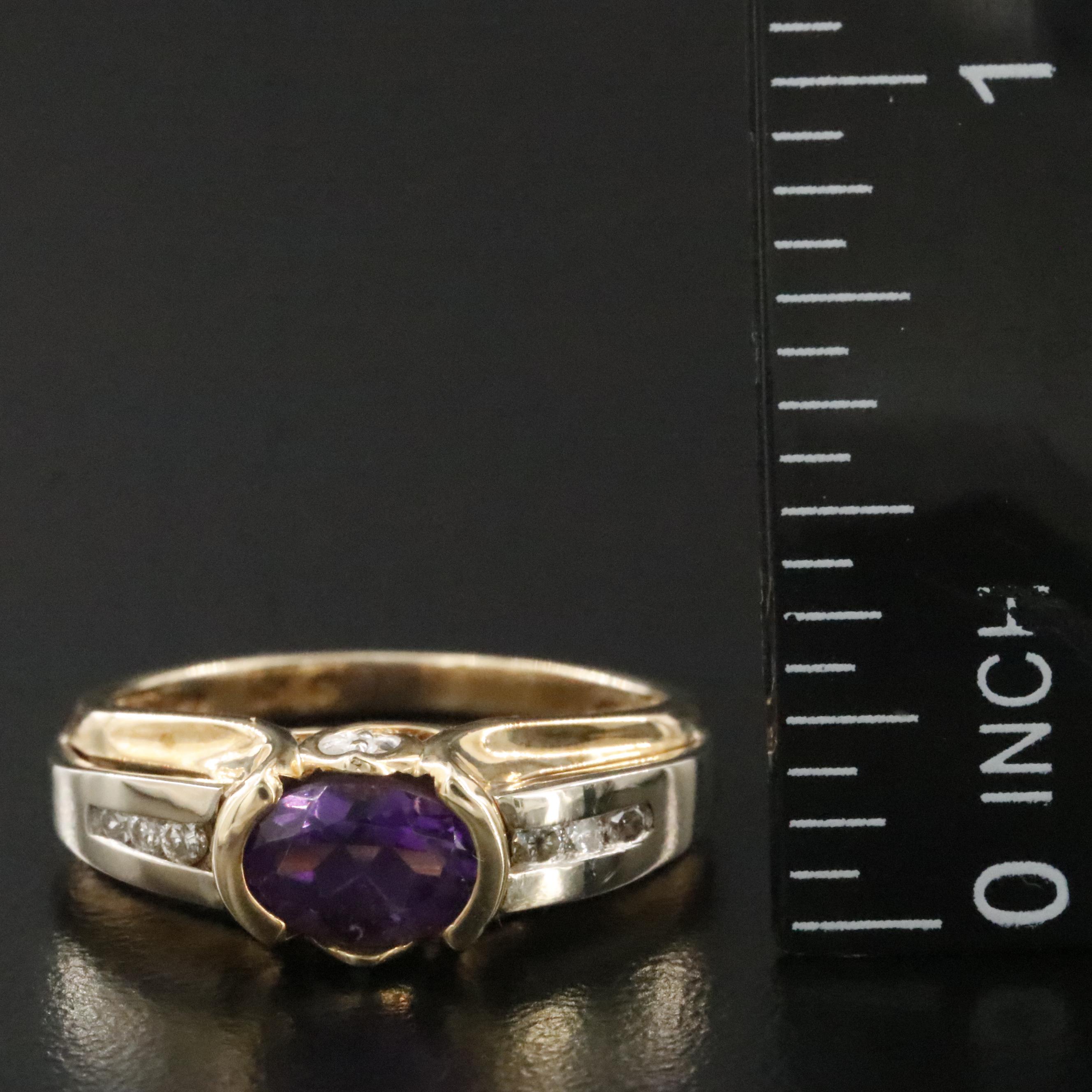 10K Amethyst and Diamond Ring