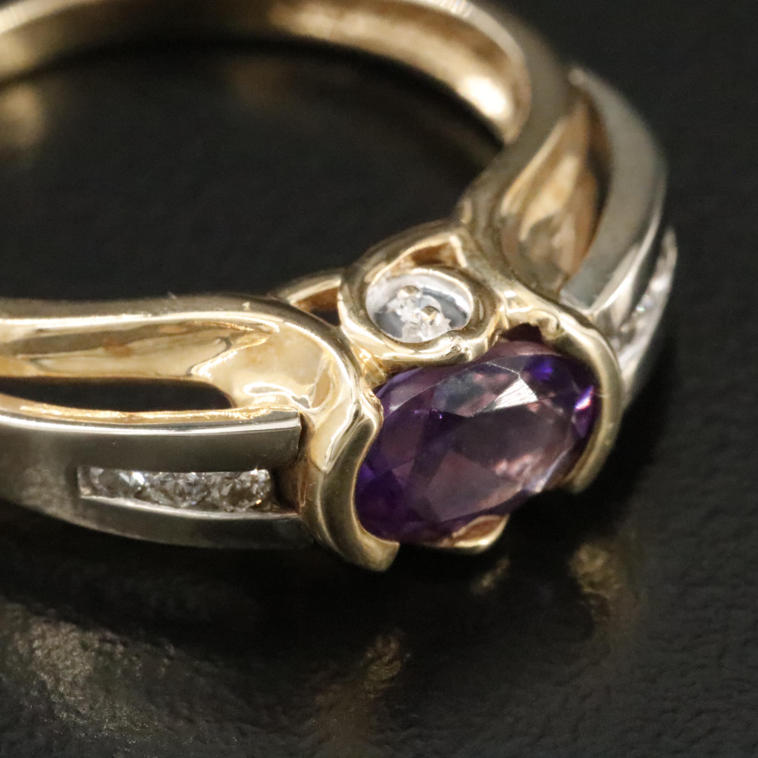 10K Amethyst and Diamond Ring