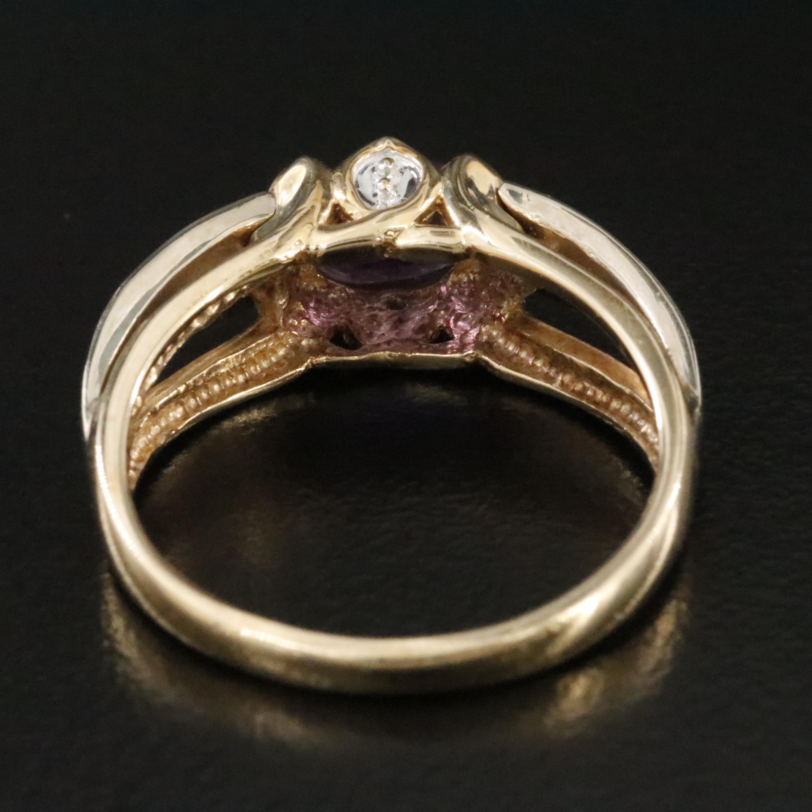 10K Amethyst and Diamond Ring