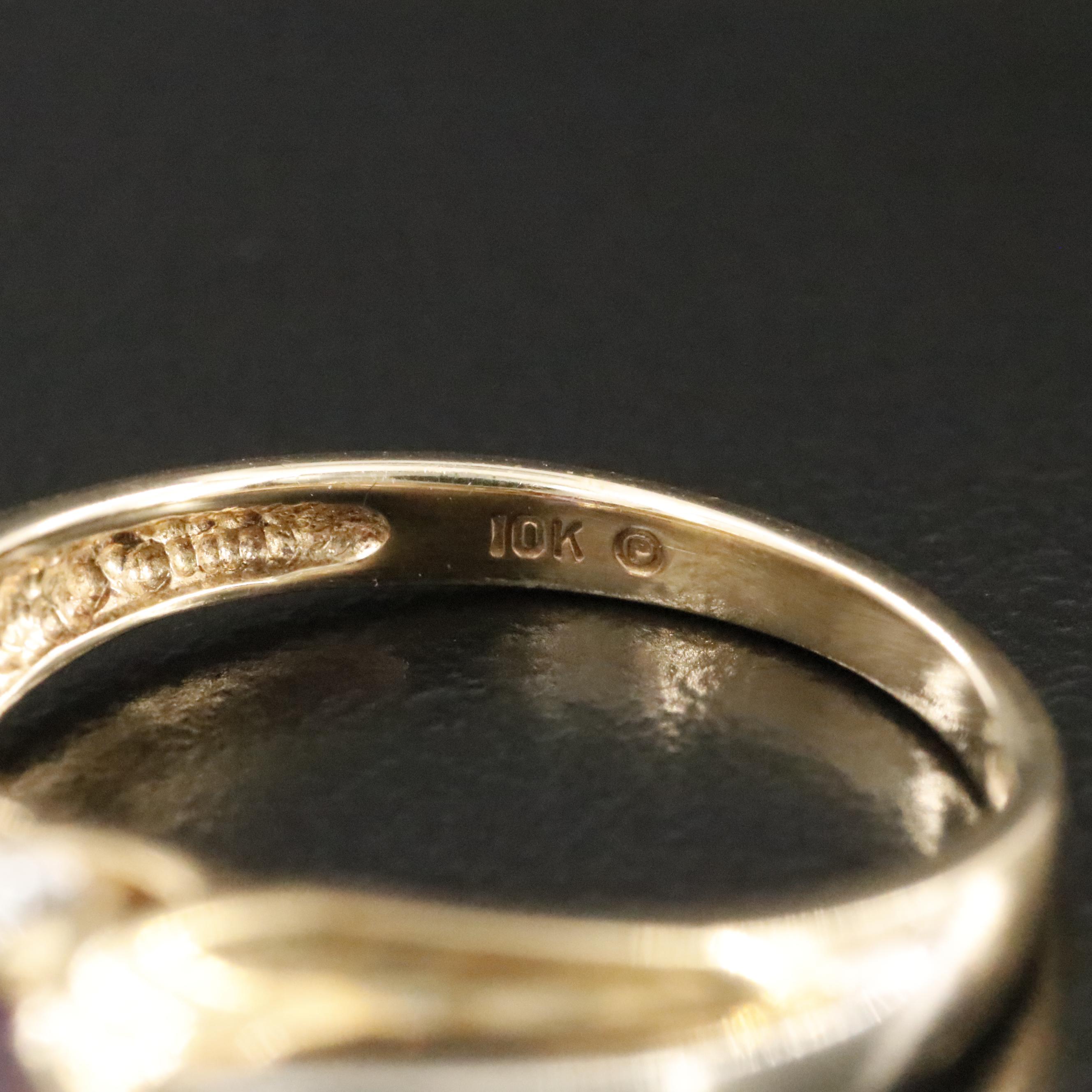 10K Amethyst and Diamond Ring