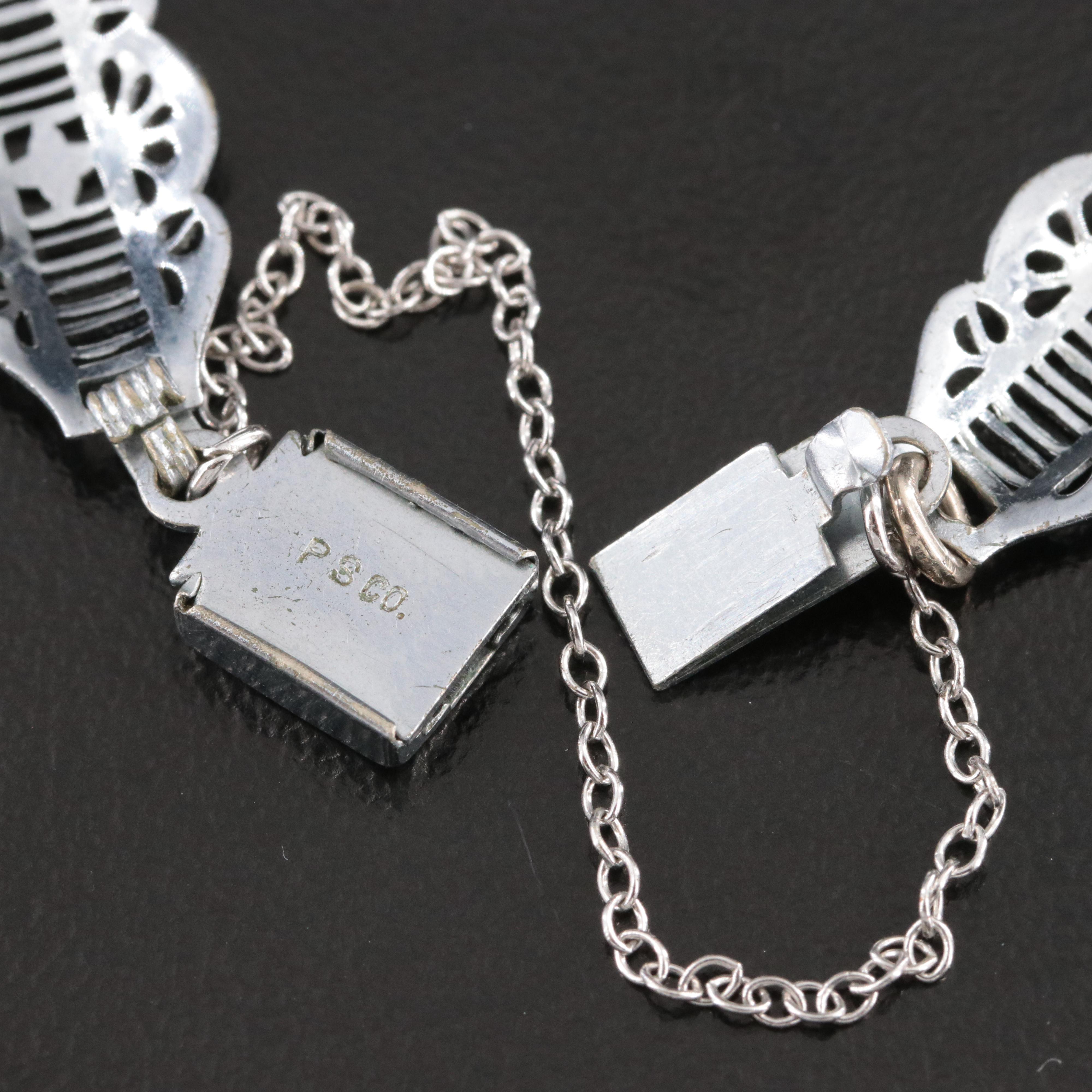 Art Deco Plainville Stock Co. Filigree Bracelet with Glass Paste Accent