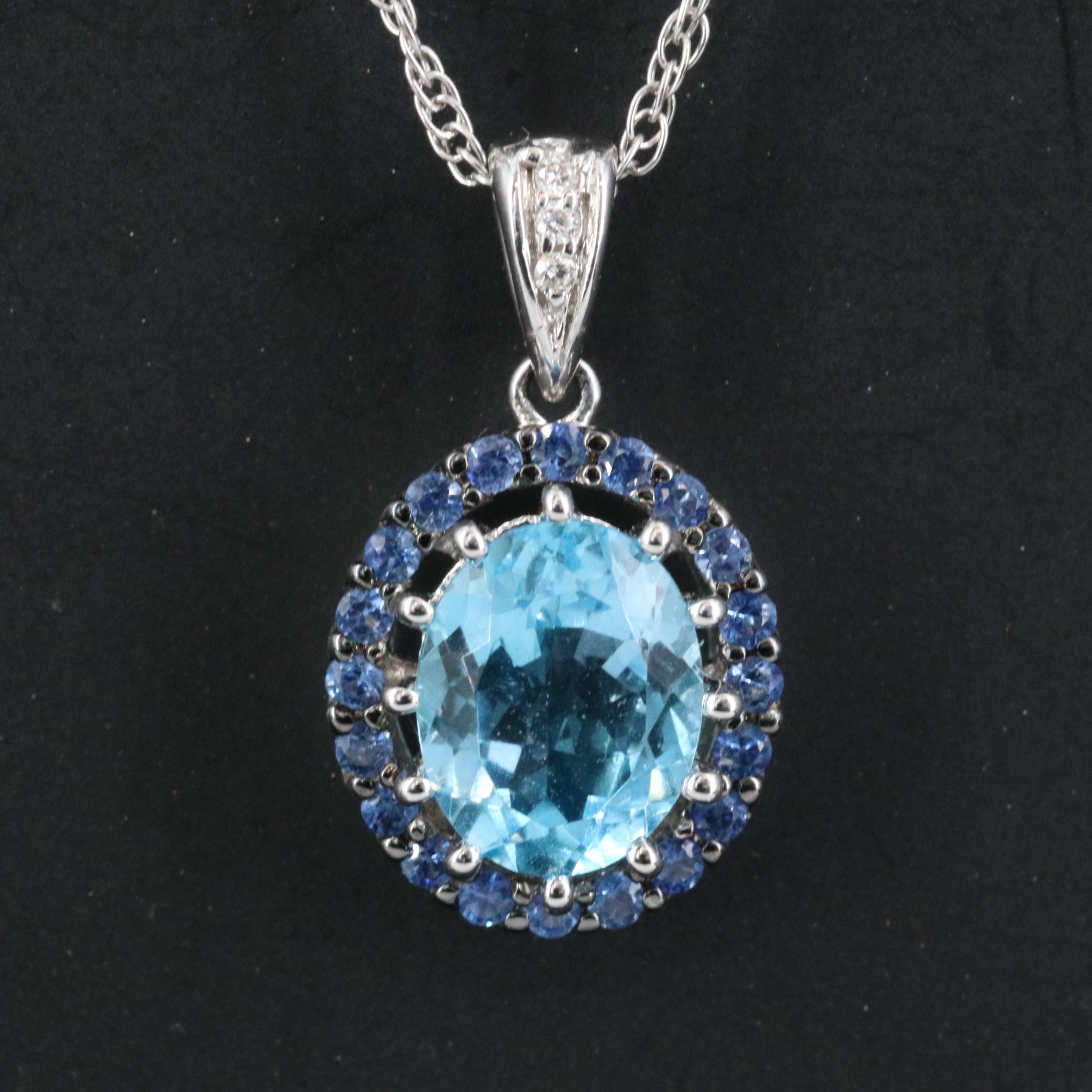 Le Vian 14K Blue Topaz and Sapphire Pendant Necklace