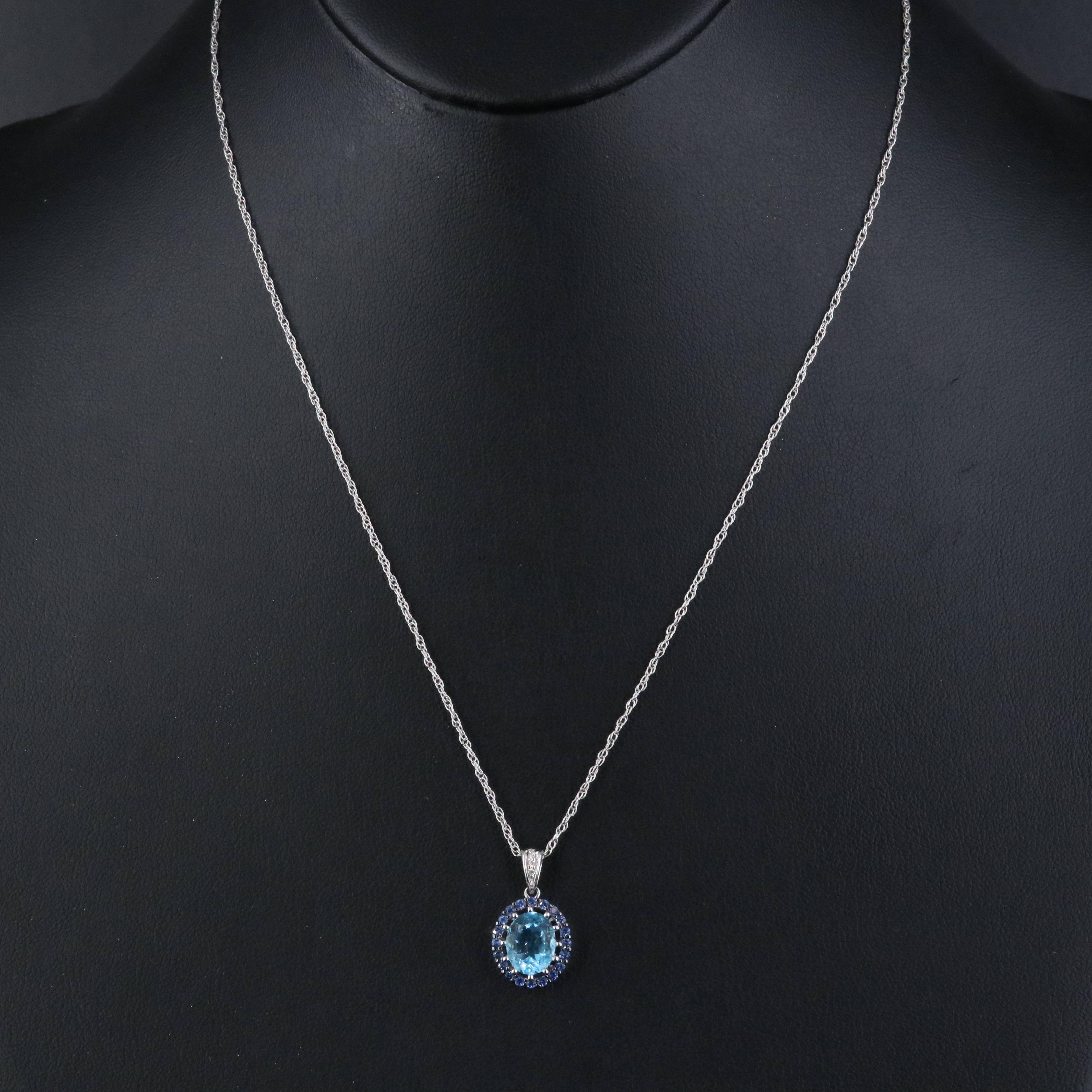 Le Vian 14K Blue Topaz and Sapphire Pendant Necklace
