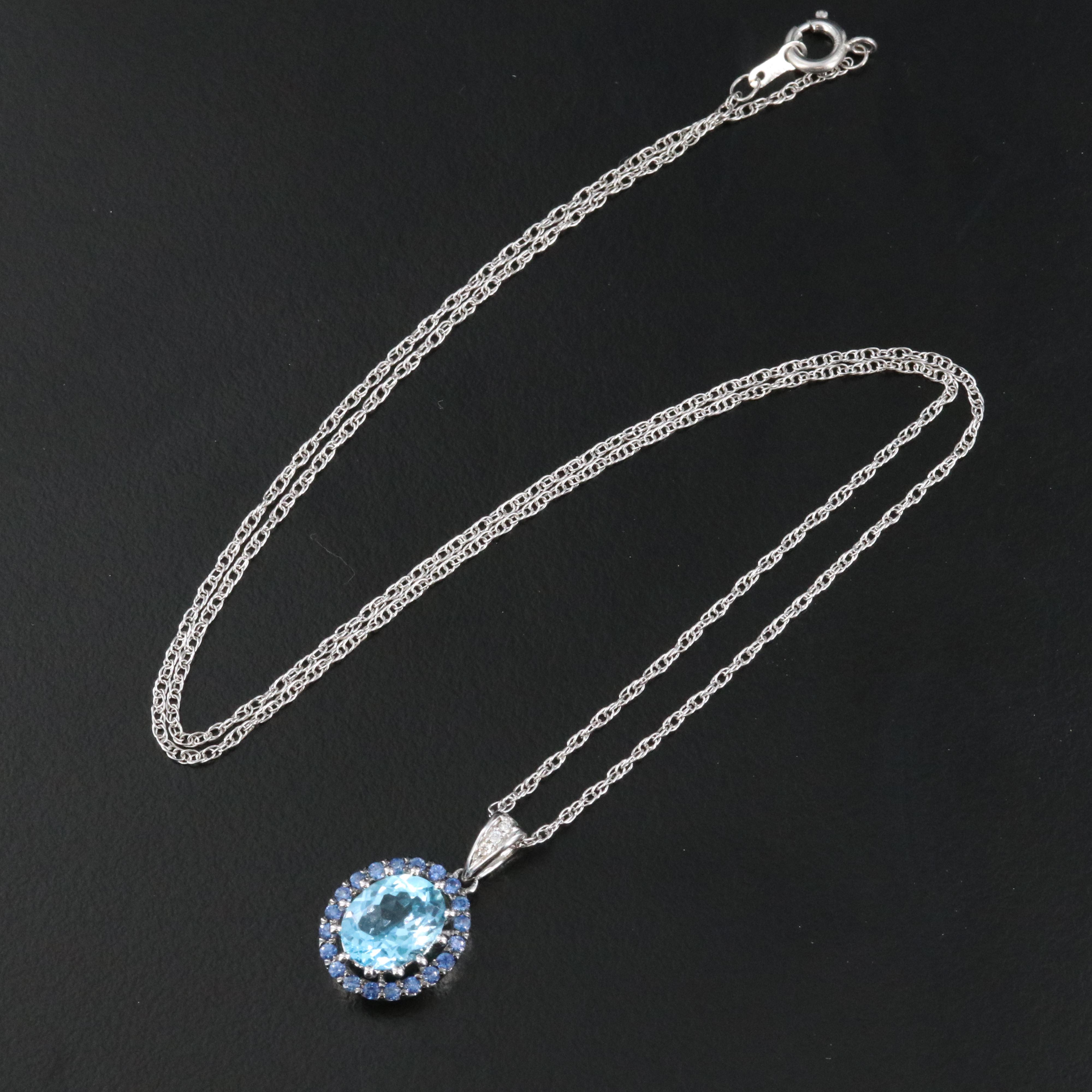 Le Vian 14K Blue Topaz and Sapphire Pendant Necklace