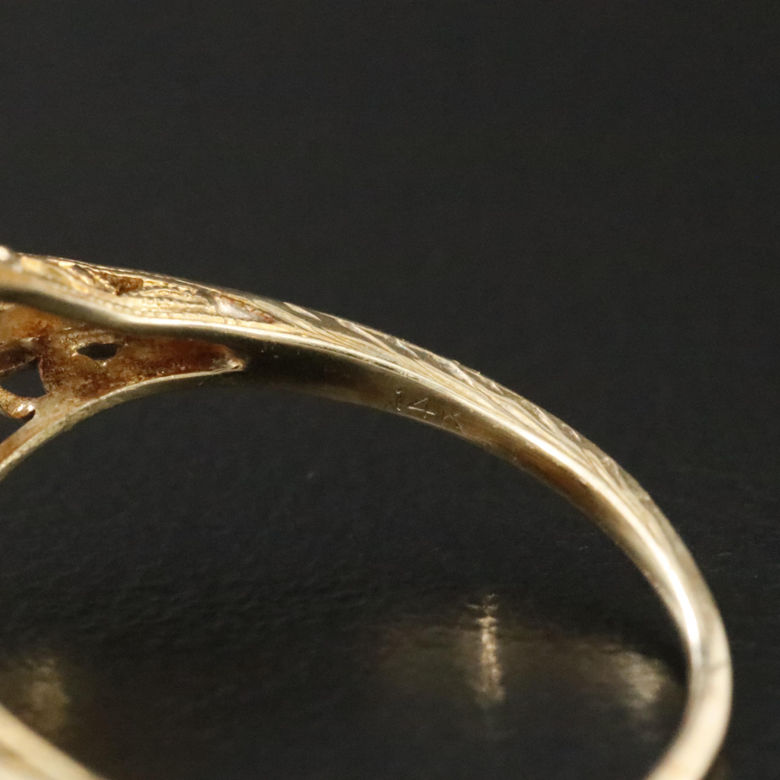 Vintage 14K Citrine Filigree Ring