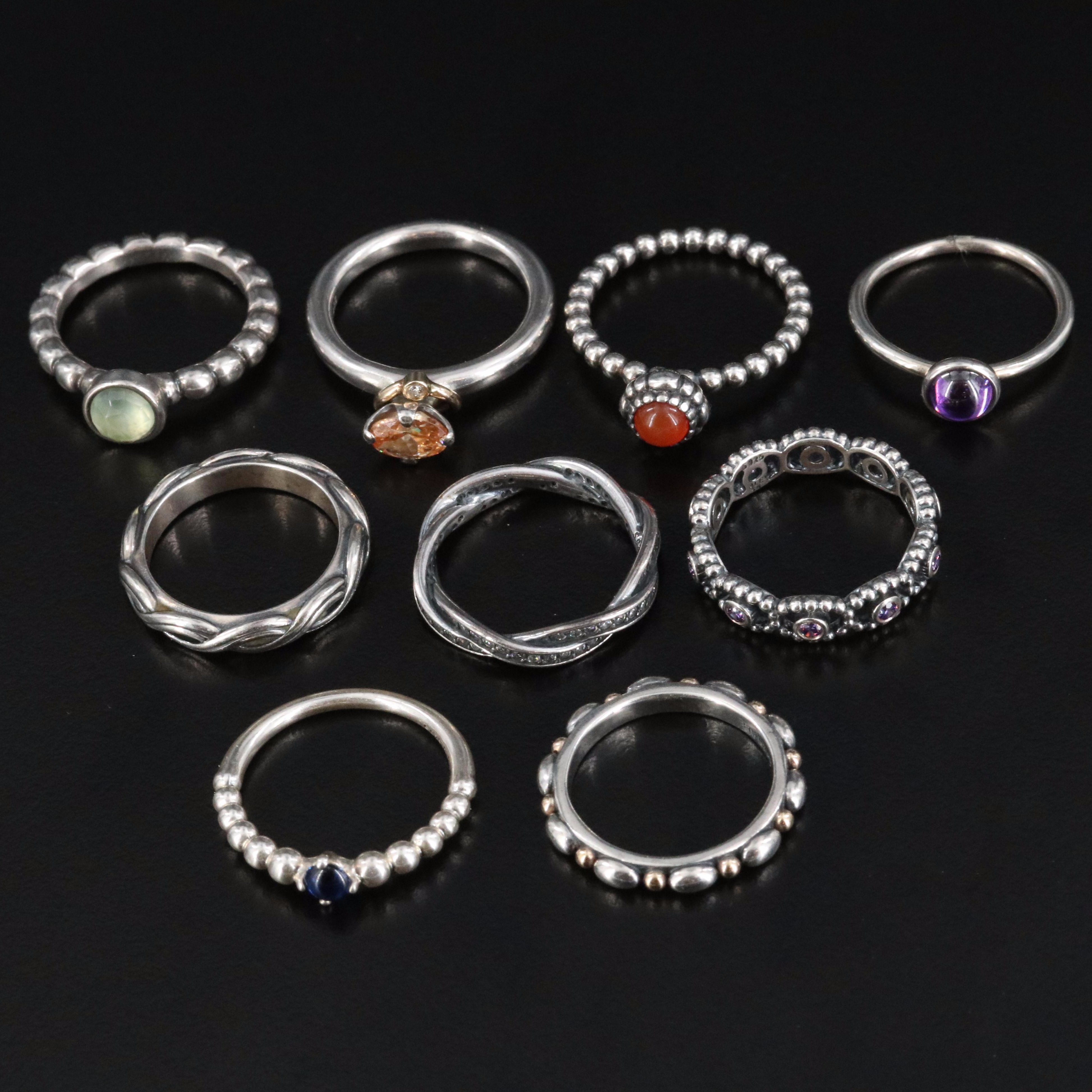 Pandora Sterling Ring Collection Featuring Amethyst, Prehnite and CZ