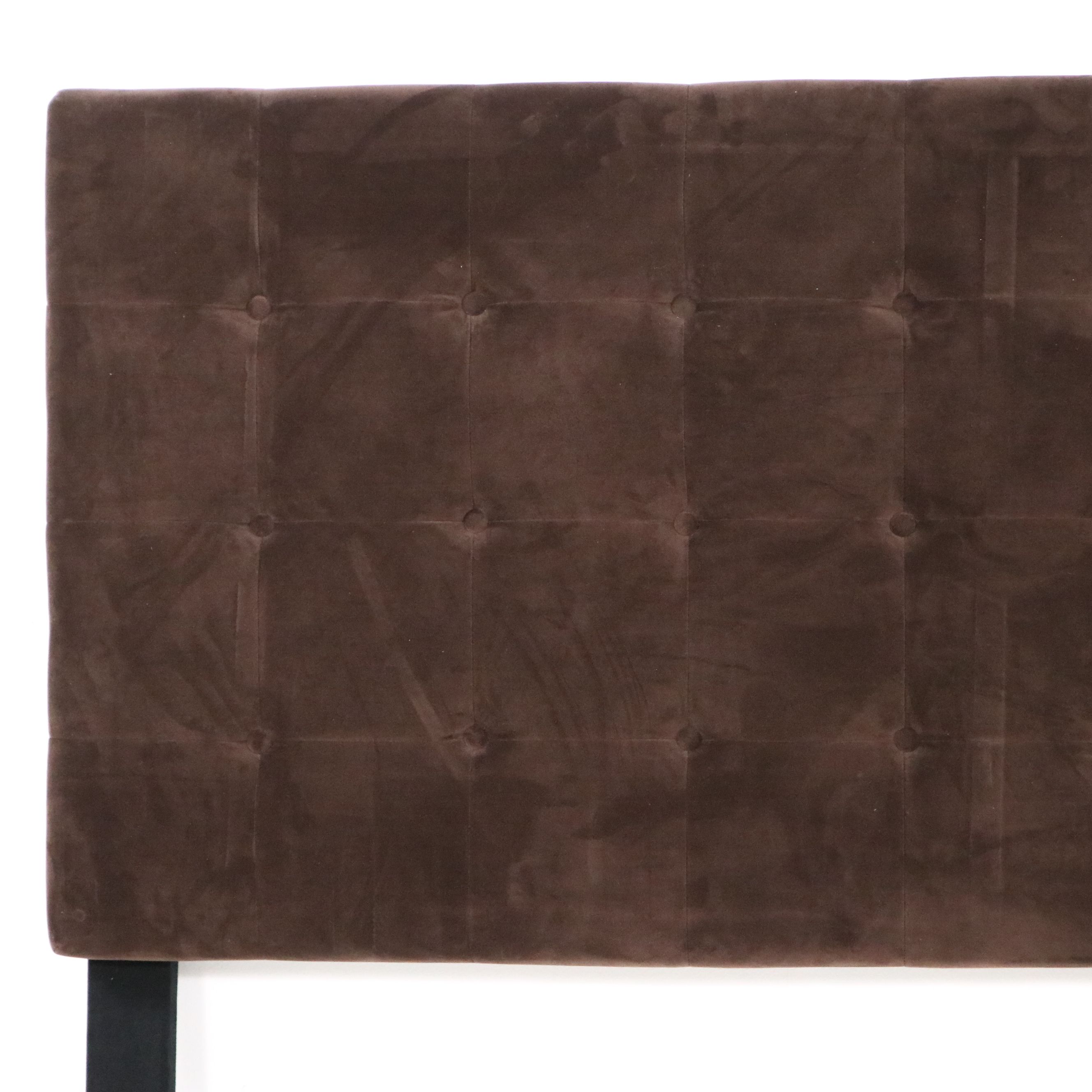 Contemporary Button-Tufted Brown Fabric Upholstered King Size Headboard