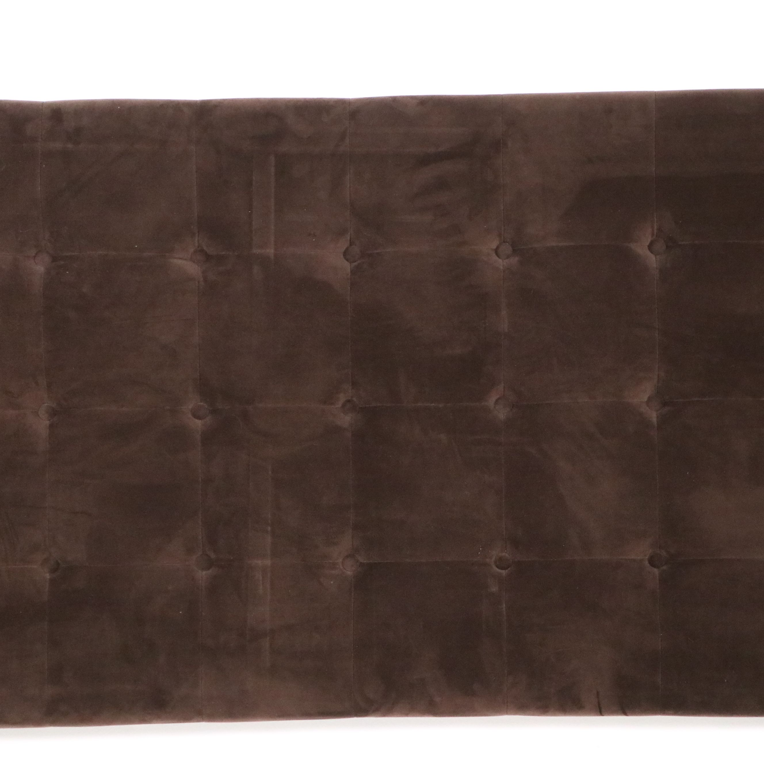 Contemporary Button-Tufted Brown Fabric Upholstered King Size Headboard