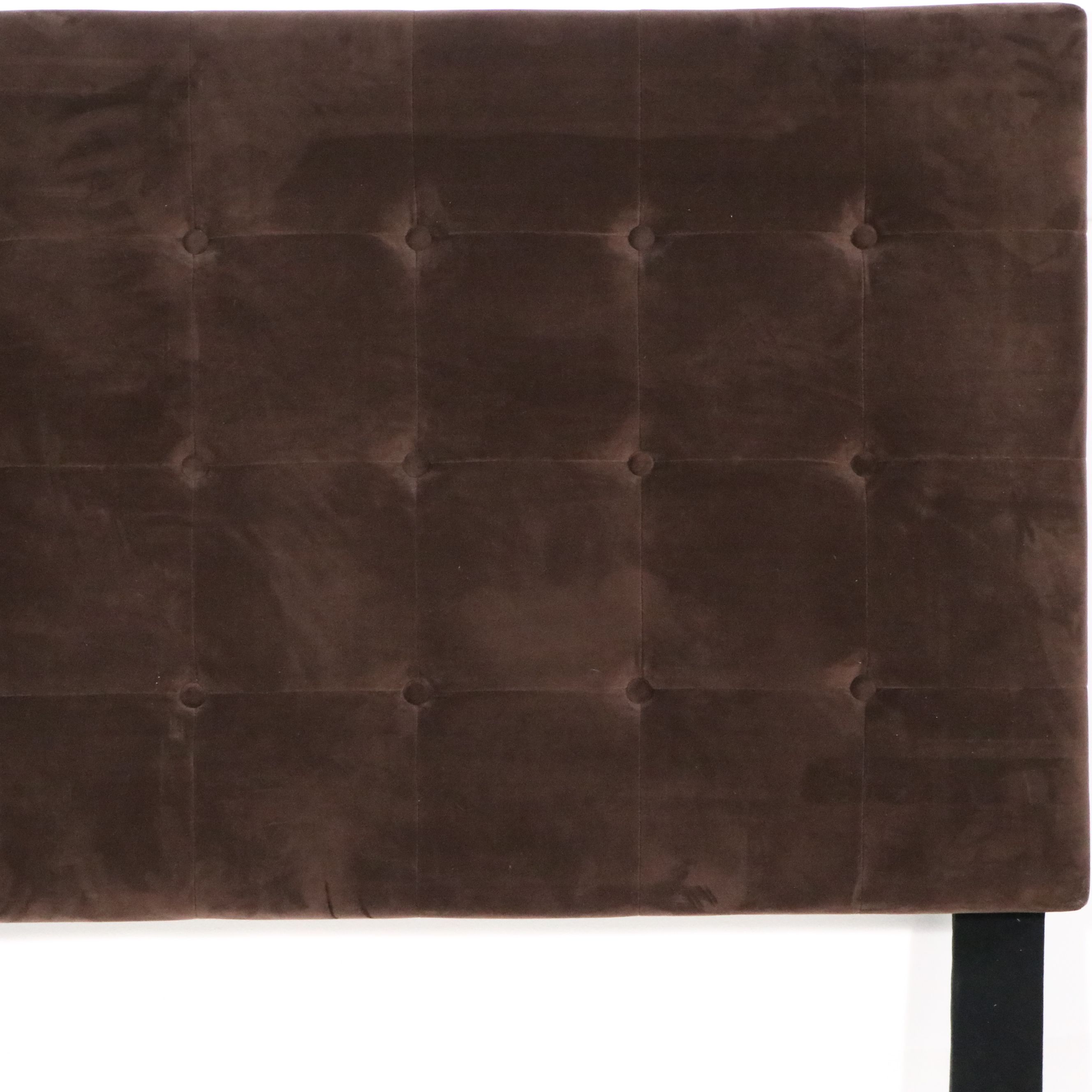 Contemporary Button-Tufted Brown Fabric Upholstered King Size Headboard