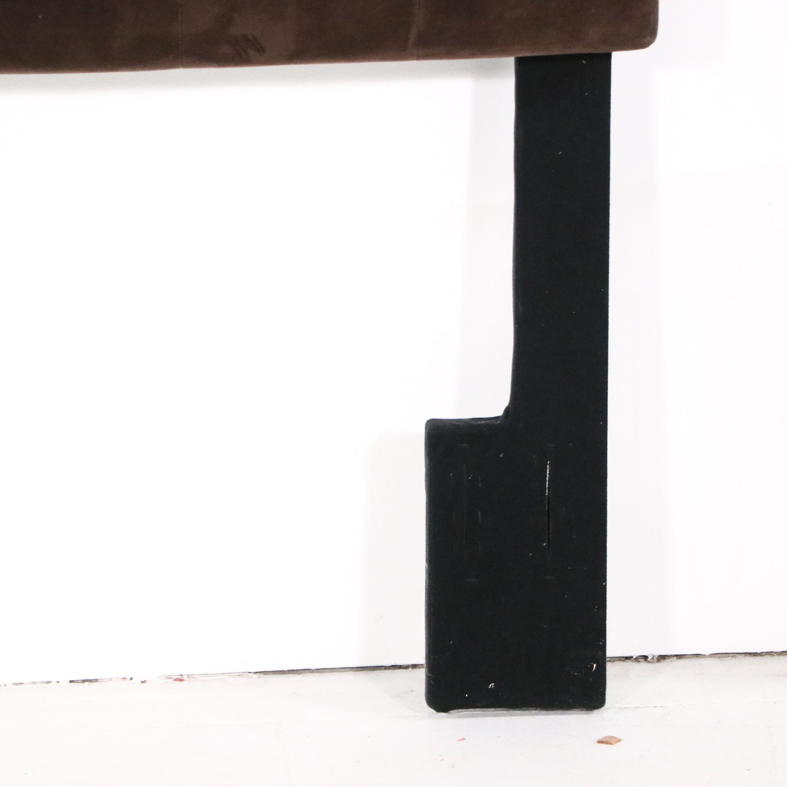 Contemporary Button-Tufted Brown Fabric Upholstered King Size Headboard