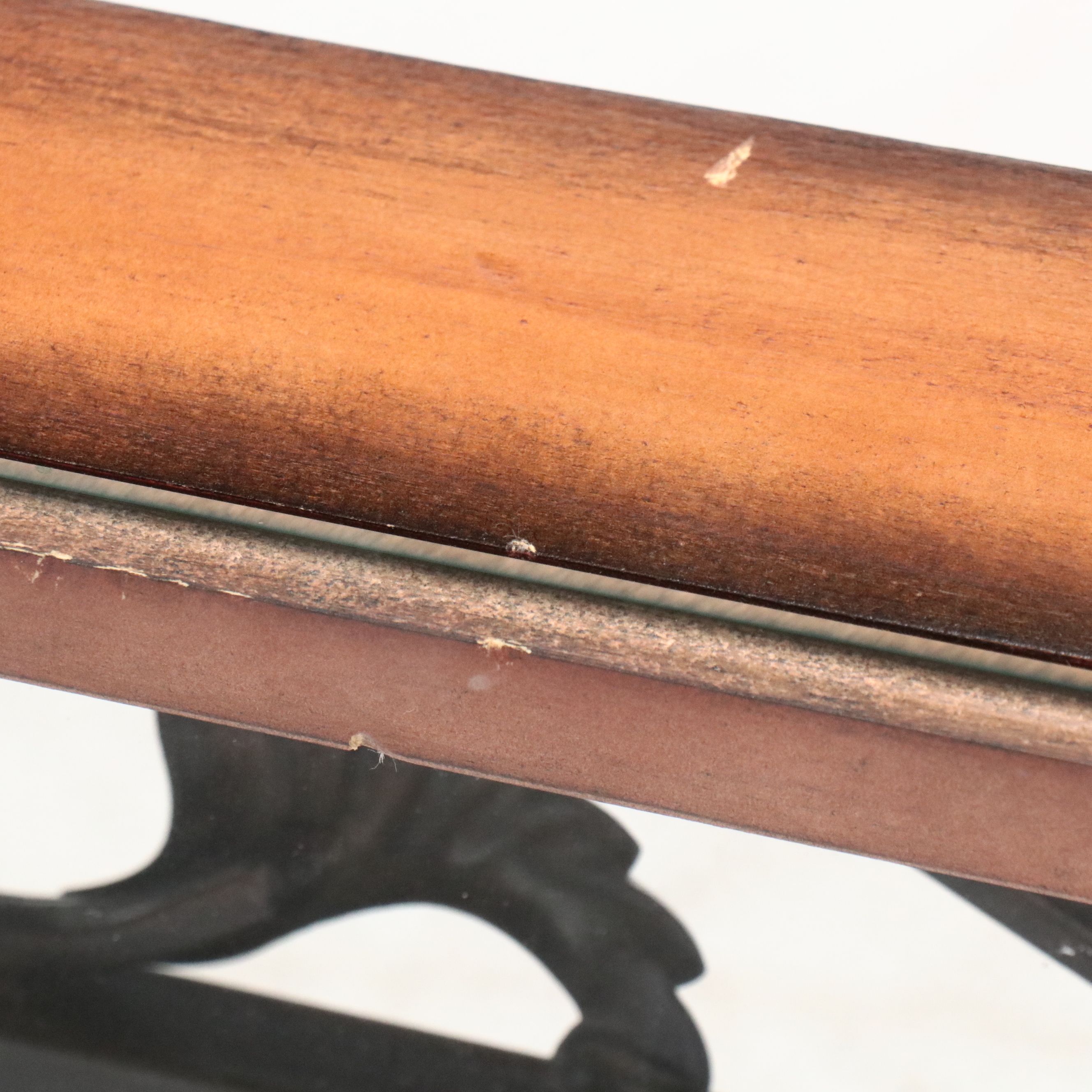 Ornate Wrought Iron Console Table with Wood Framed Glass Top, 21st C