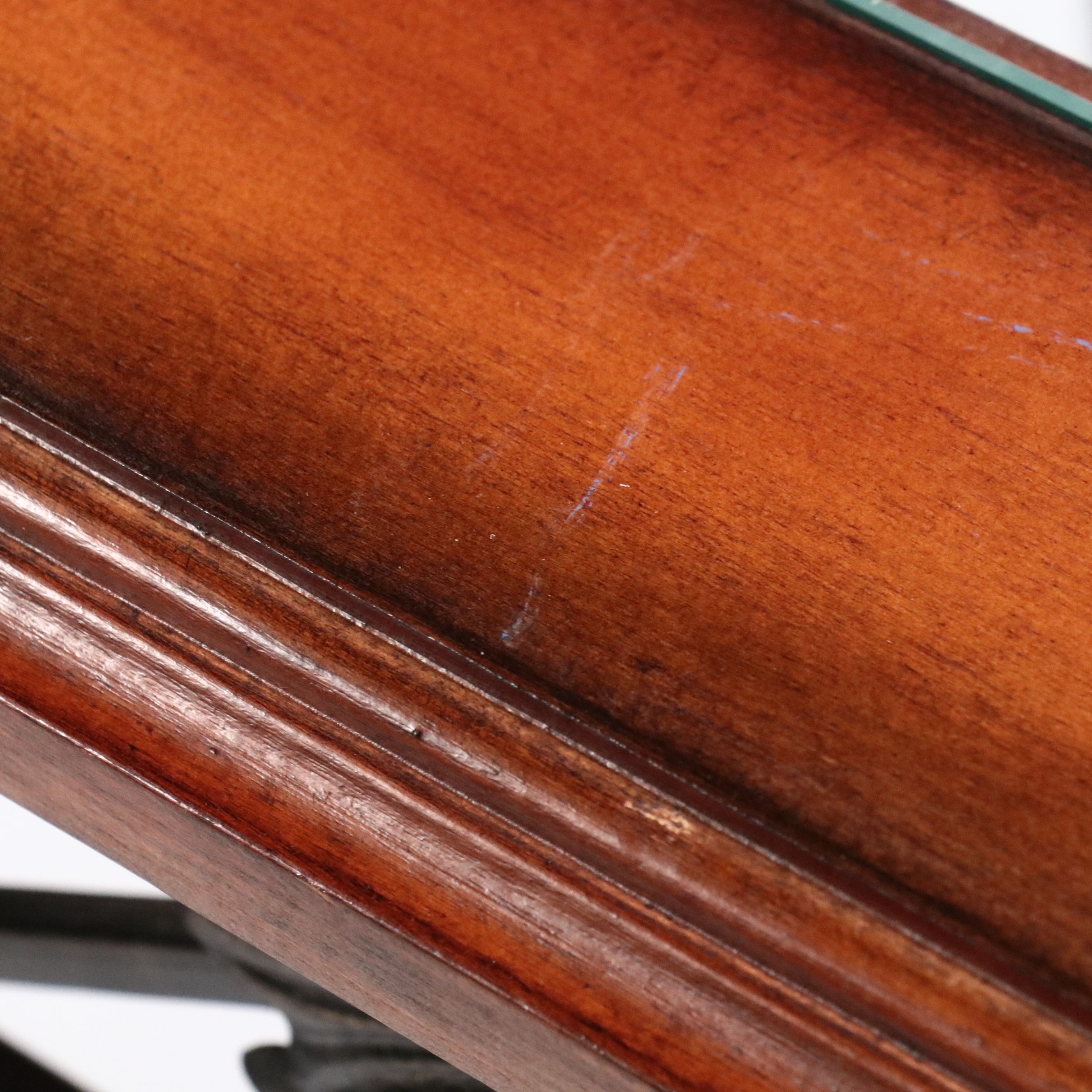 Ornate Wrought Iron Console Table with Wood Framed Glass Top, 21st C