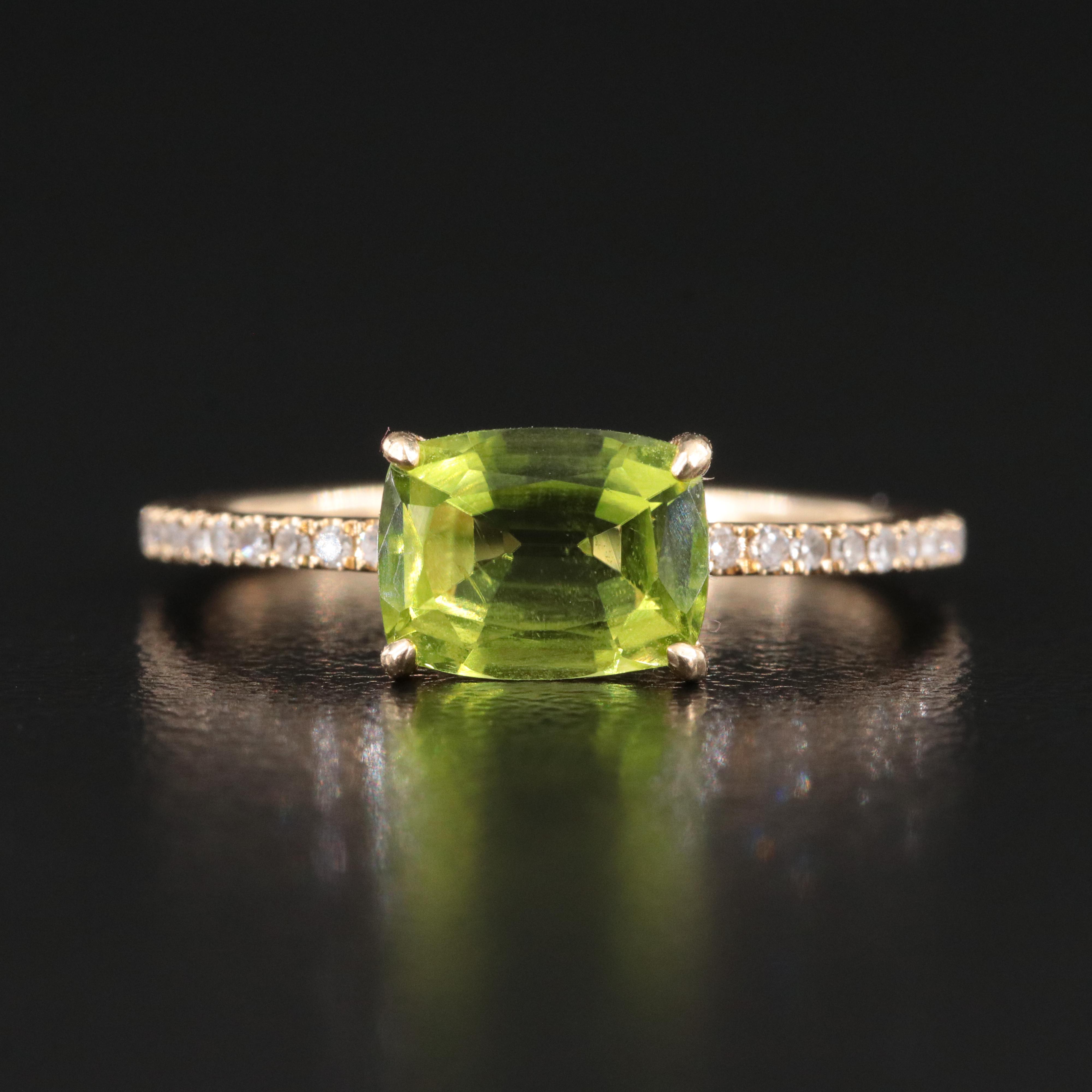 14K Peridot and Diamond Ring
