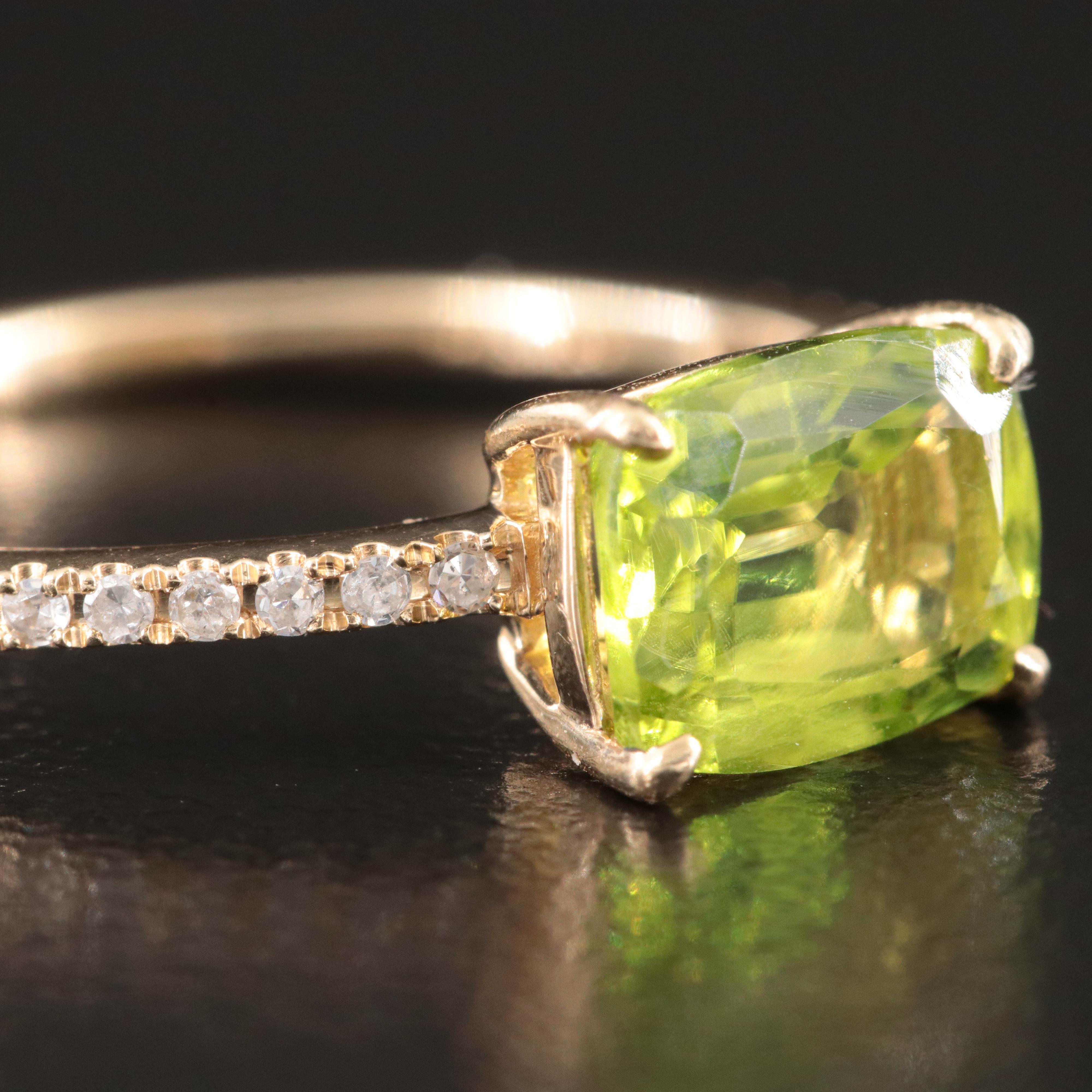 14K Peridot and Diamond Ring