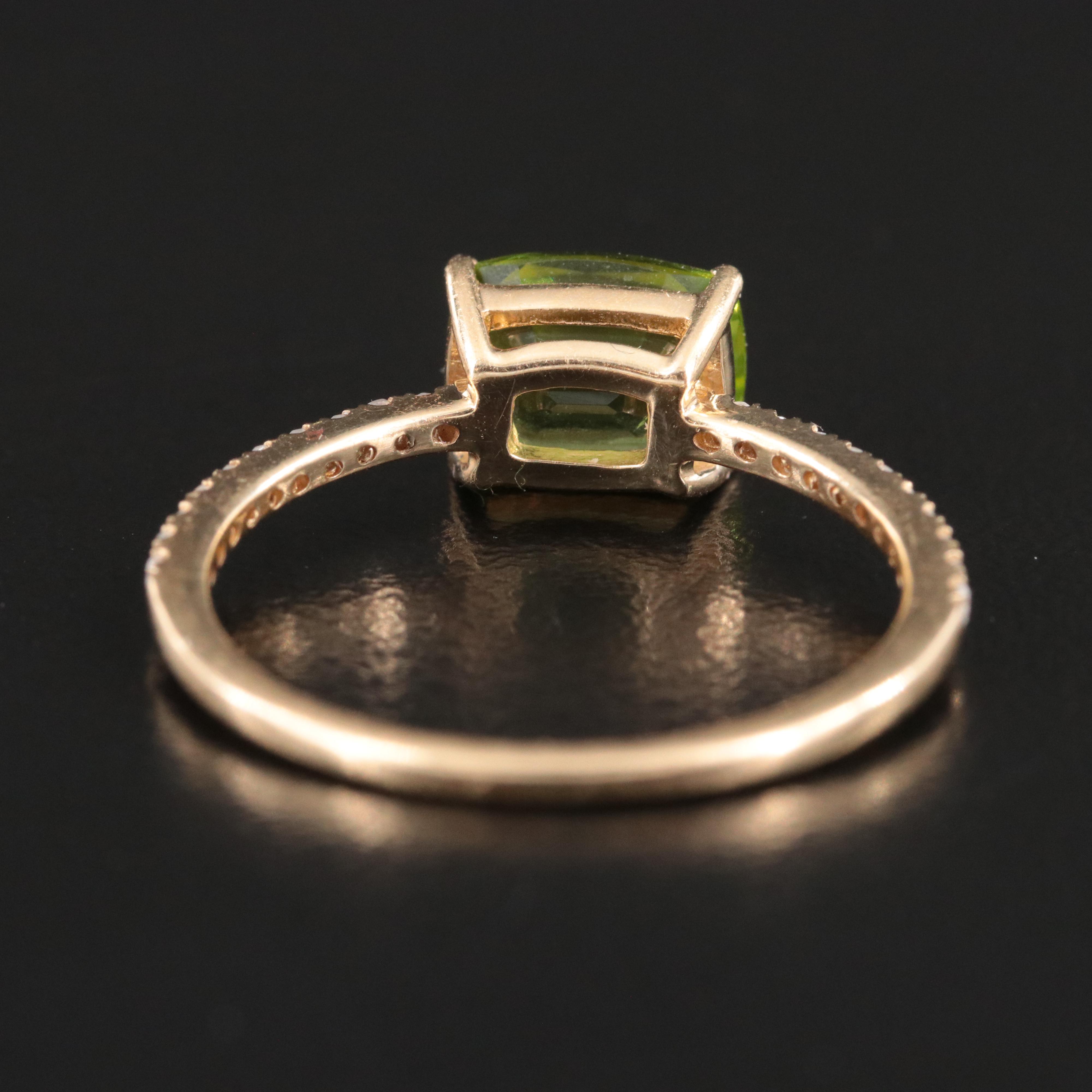 14K Peridot and Diamond Ring