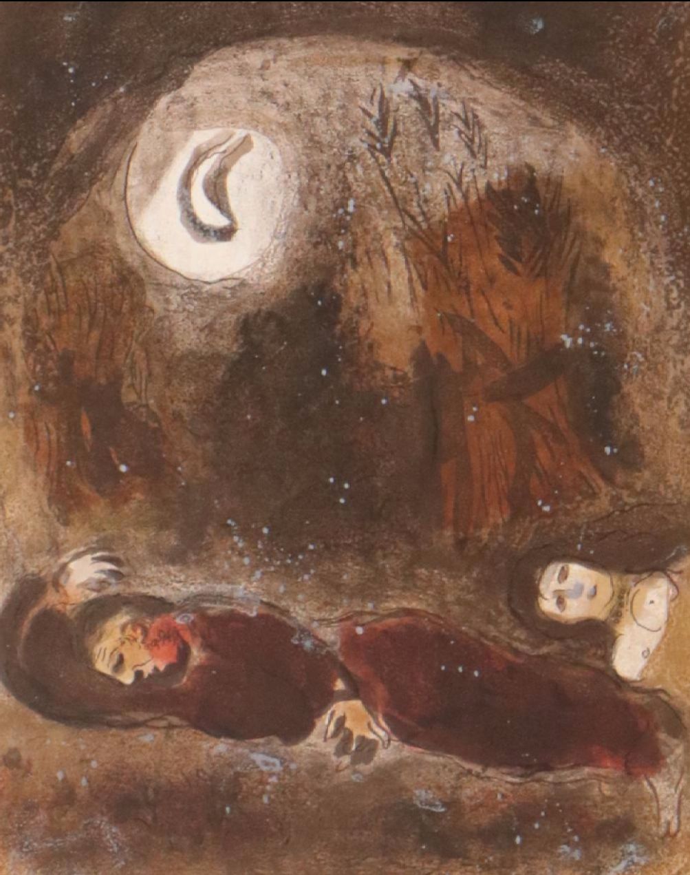 Color Lithograph After Marc Chagall "Ruth aux Pieds de Boaz" for "Verve"