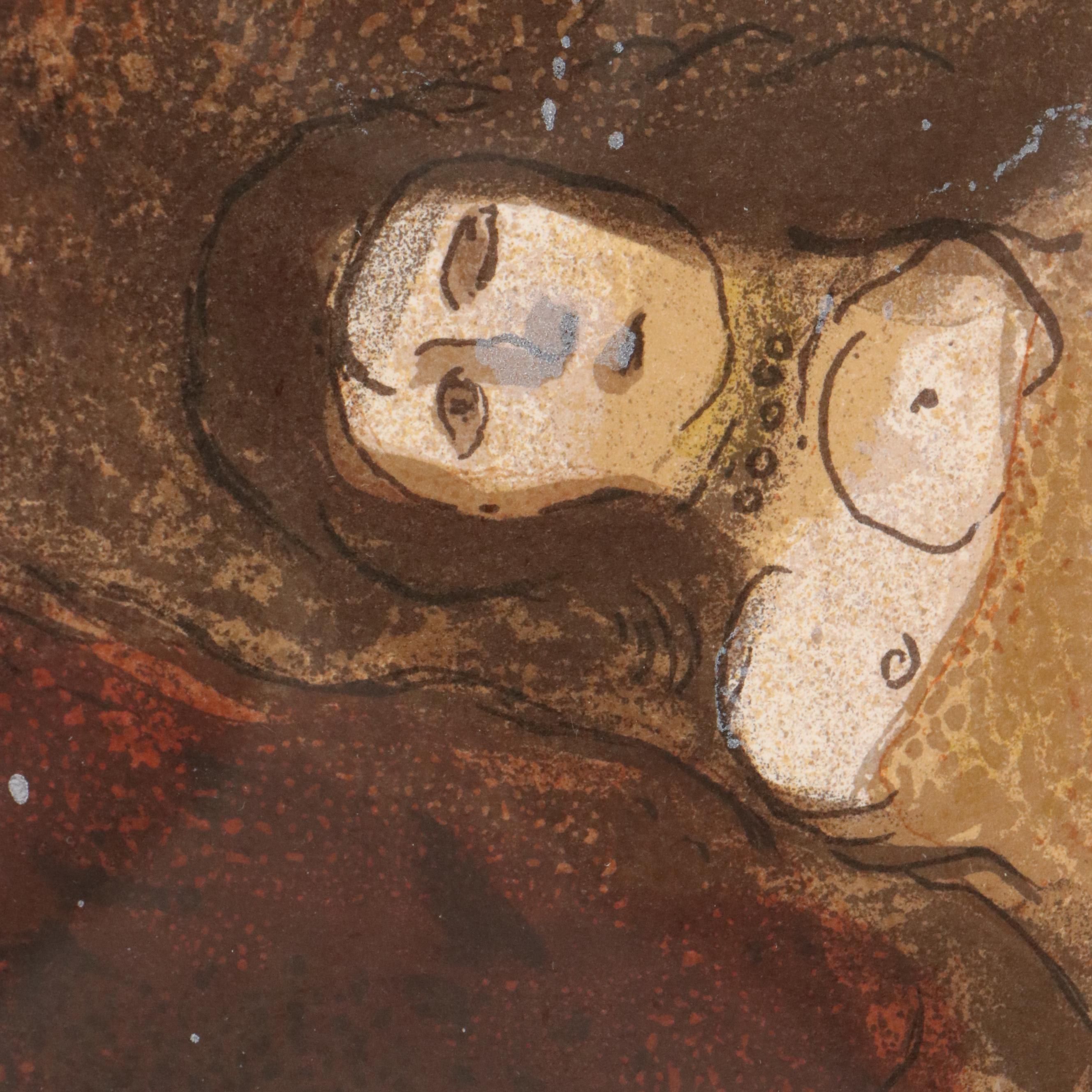 Color Lithograph After Marc Chagall "Ruth aux Pieds de Boaz" for "Verve"