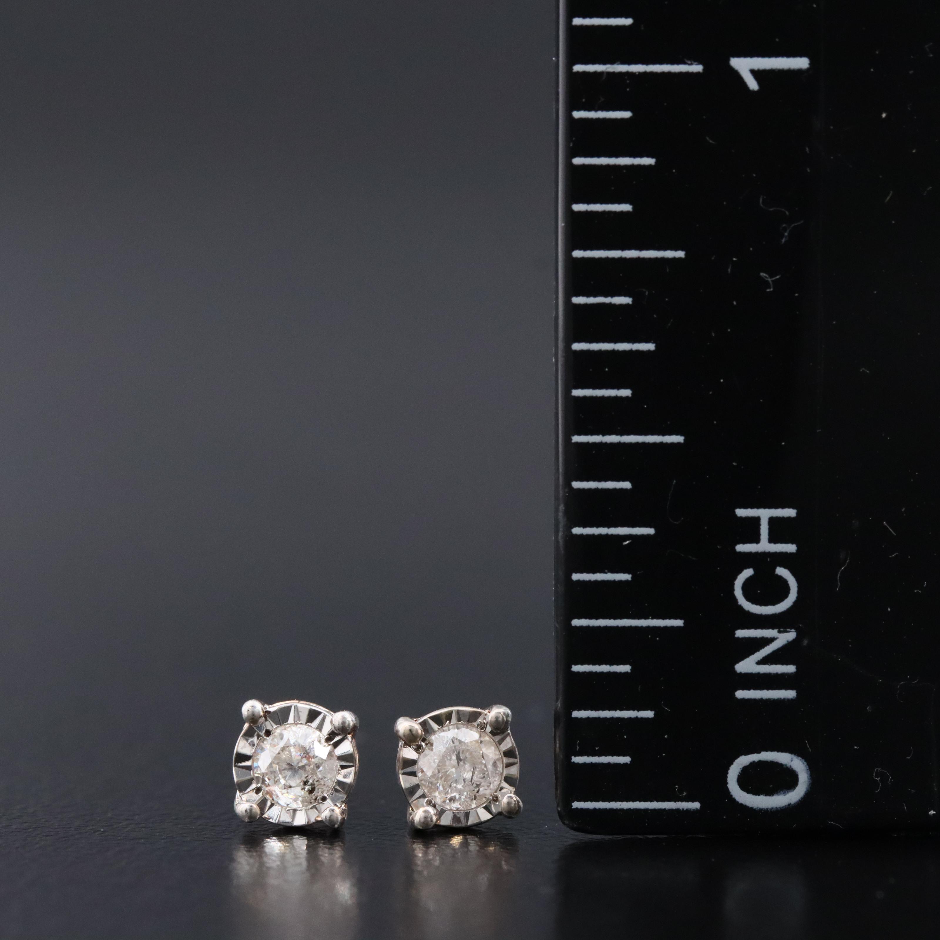 Sterling Diamond Stud Earrings
