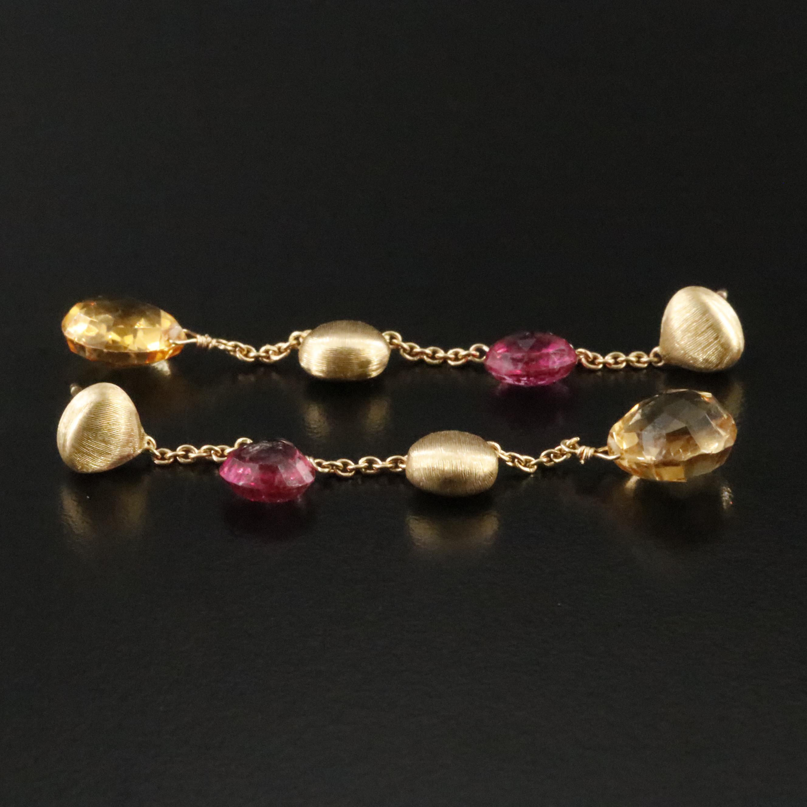 Marco Bicego Paradise 18K Tourmaline and Citrine Drop Earrings