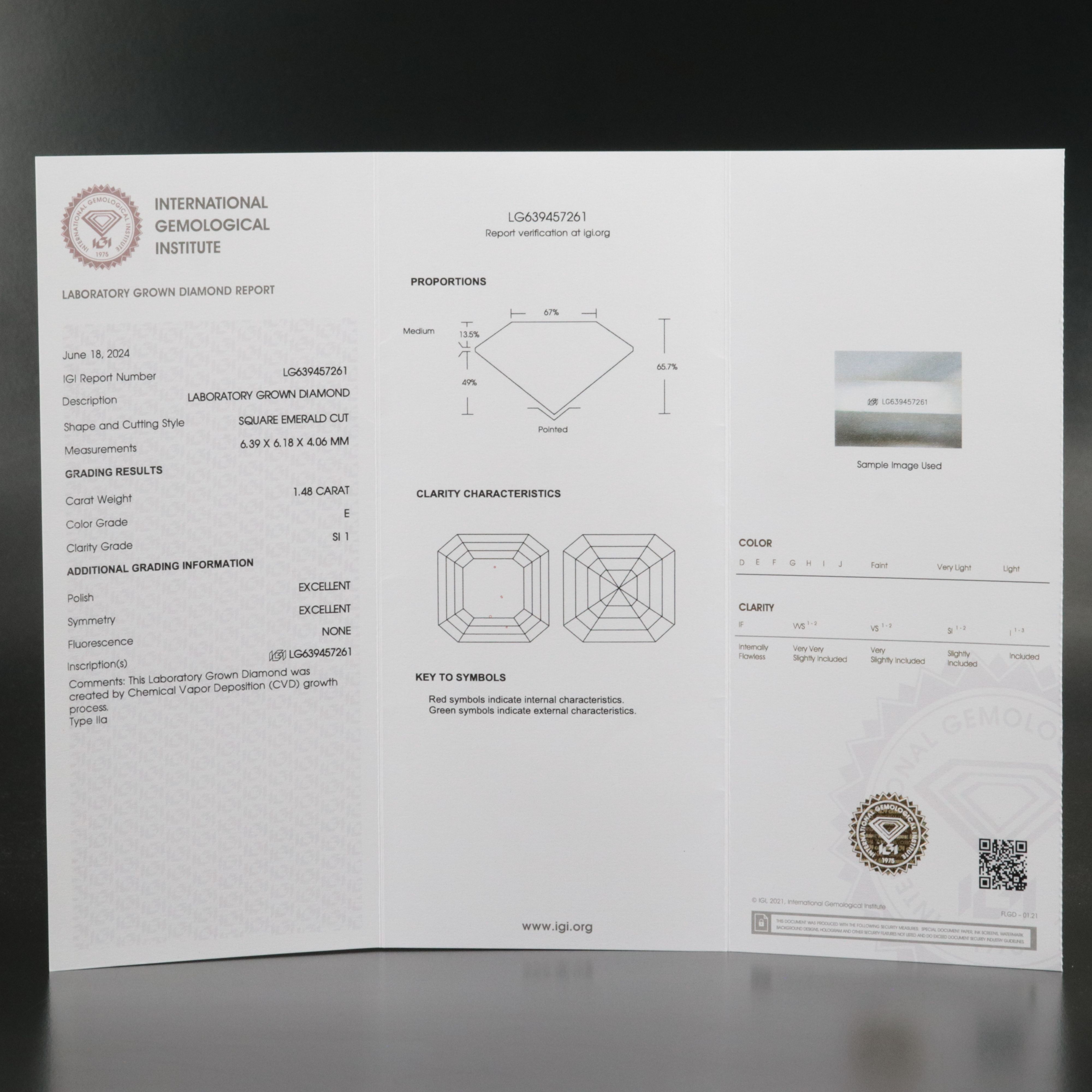 Loose 1.48 CT Lab Grown Diamond with IGI Report