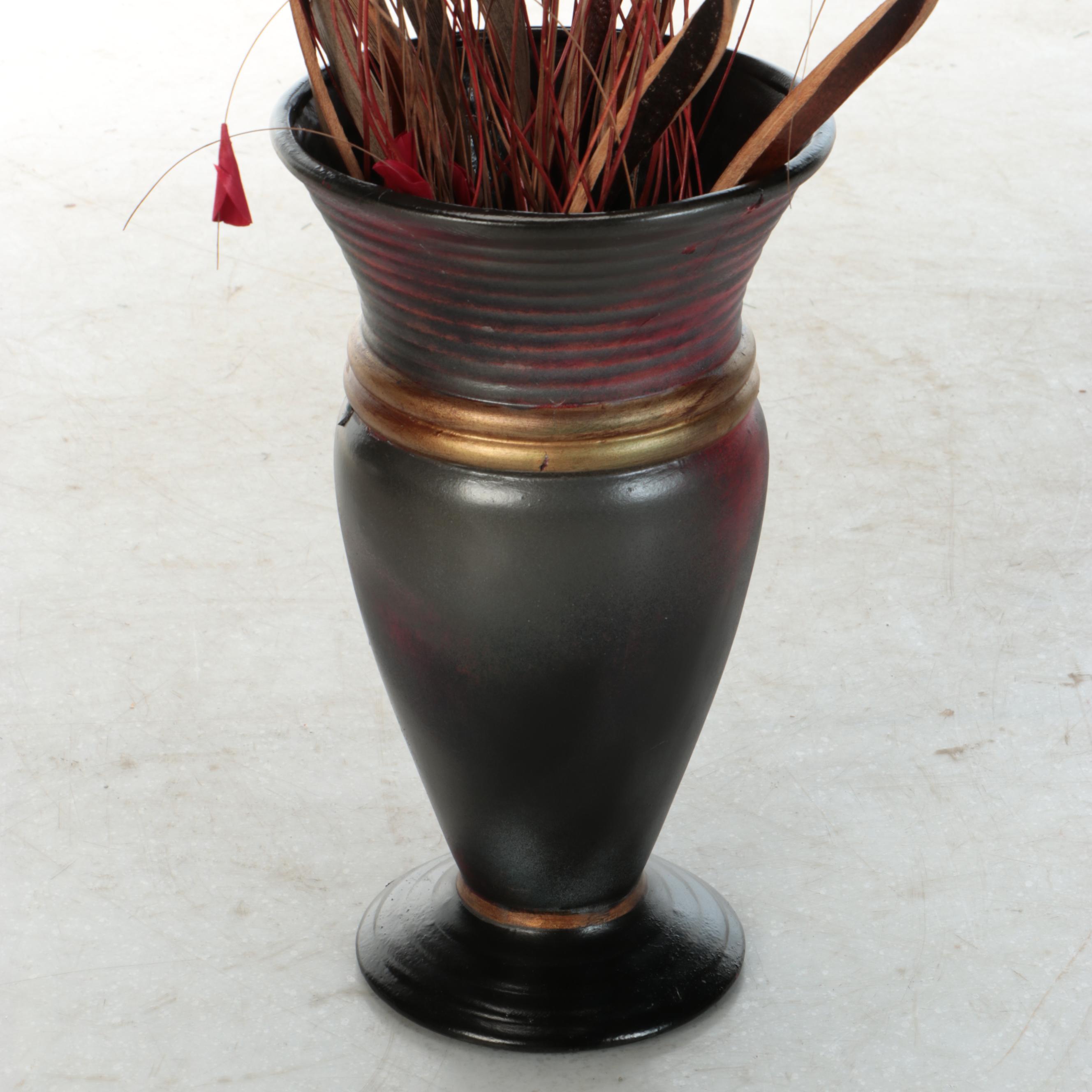 Sofia Gallery Ceramic Footed Vase with Artificial Bouquet