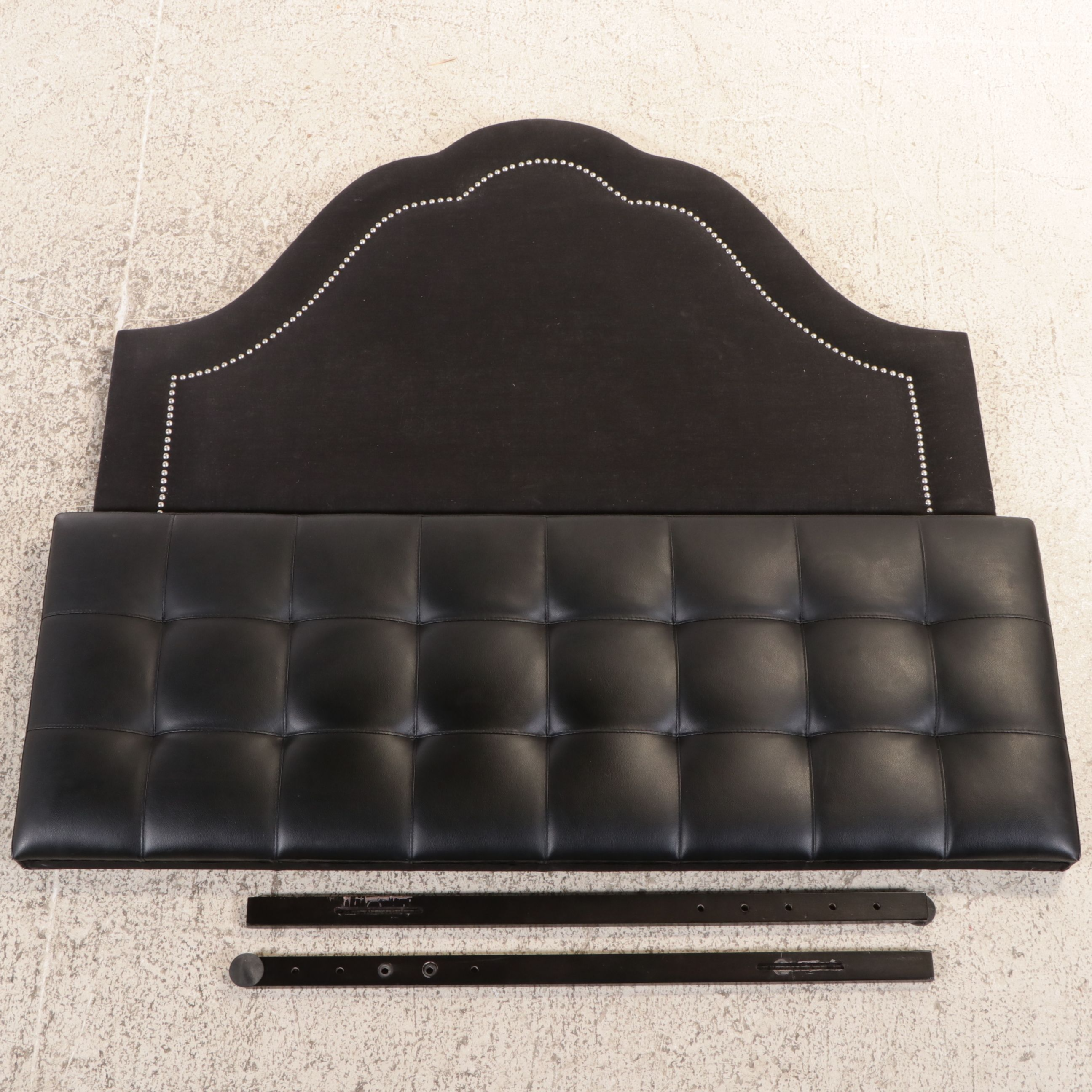 Contemporary Scalloped Headboard with Tufted Upholstered Footboard