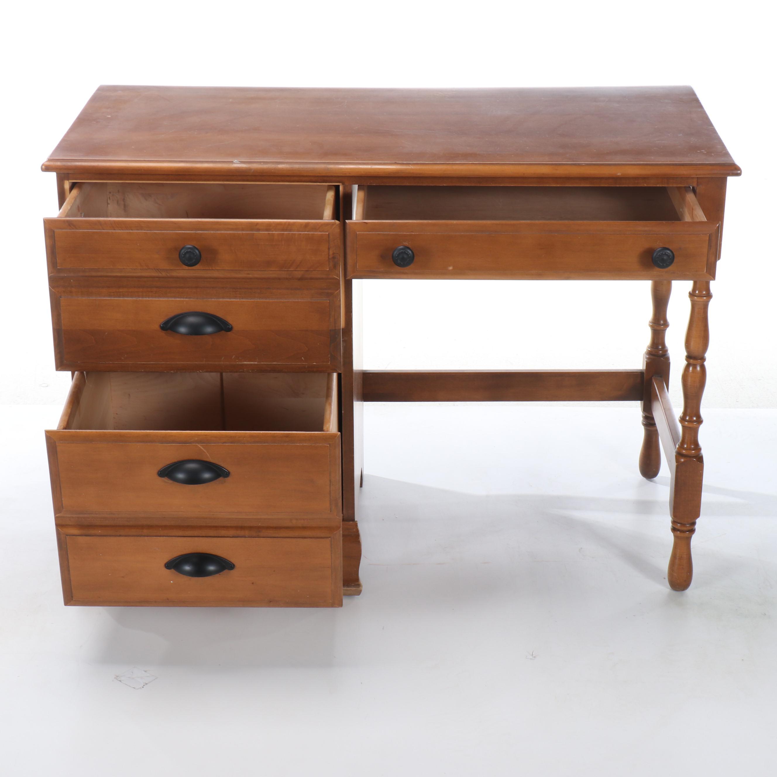 Americana Style Maple Bedroom Desk and Chair, Mid-20th Century