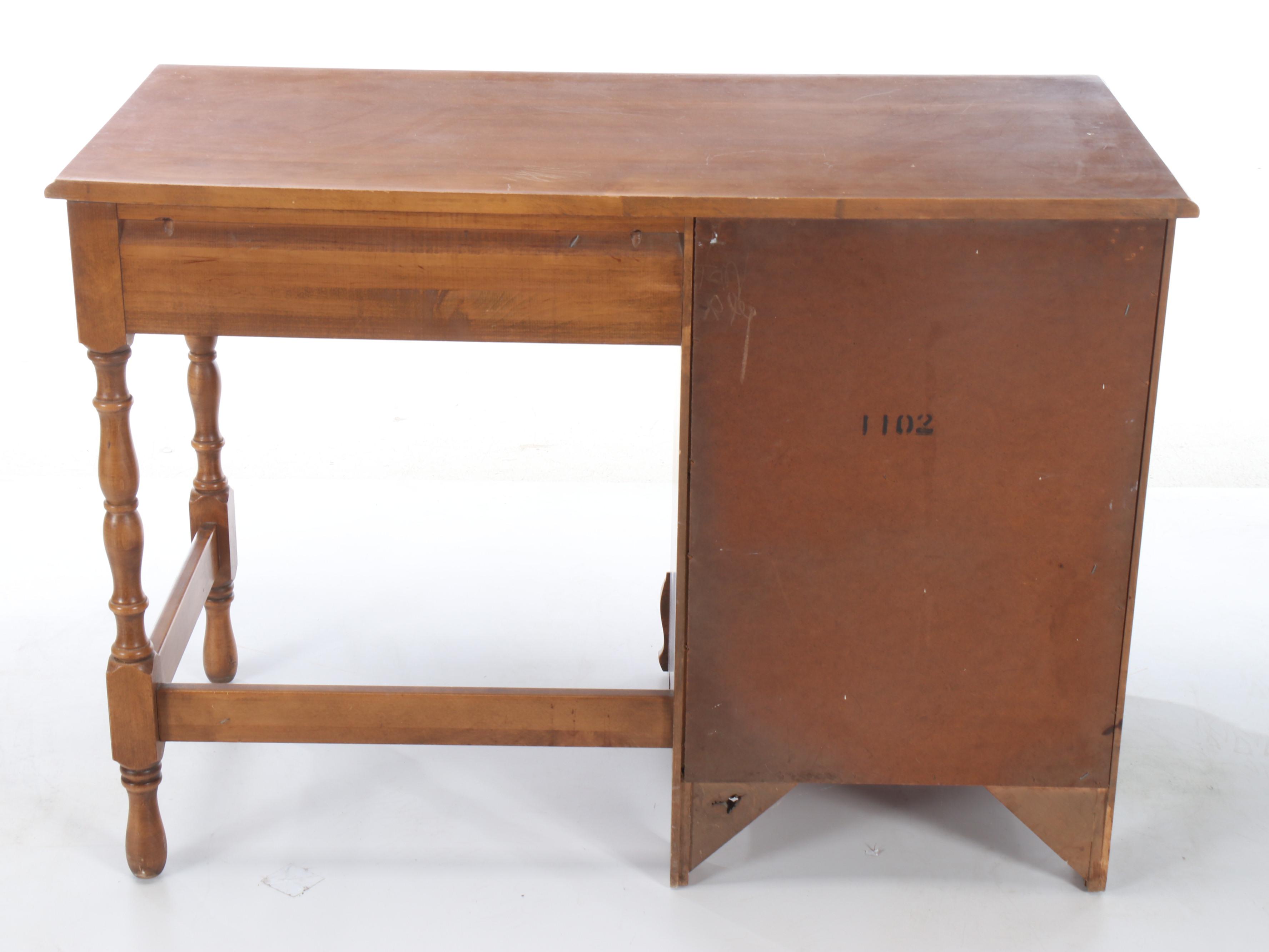 Americana Style Maple Bedroom Desk and Chair, Mid-20th Century